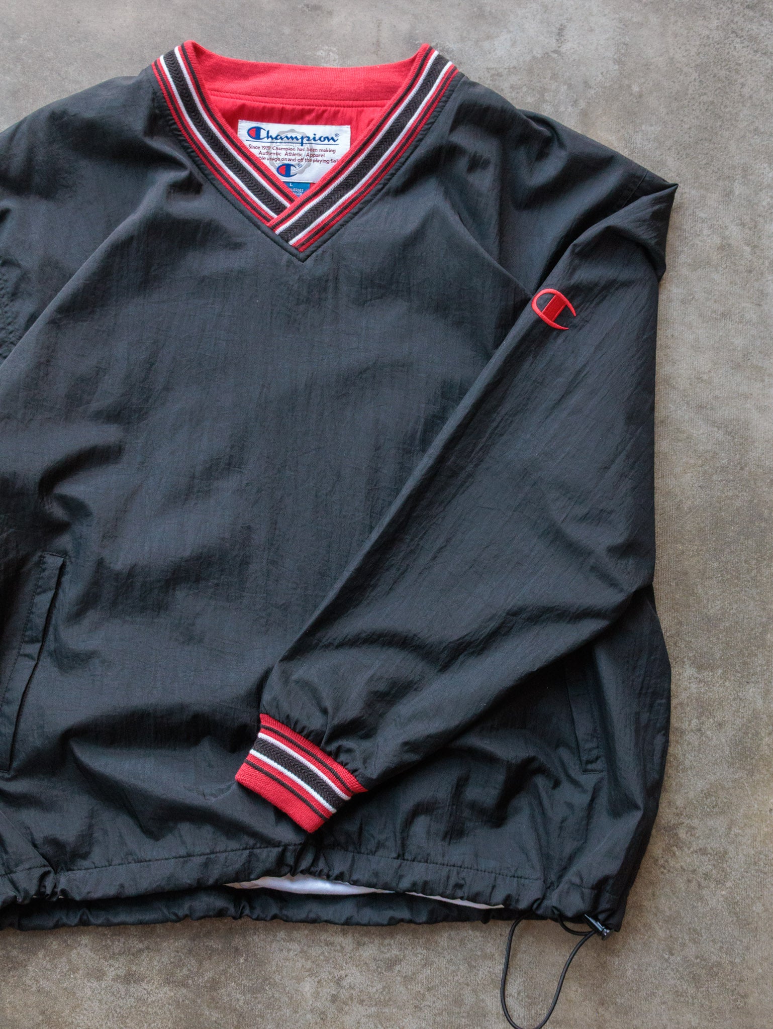 Vintage 90s Black Champion Pullover Jacket (L)
