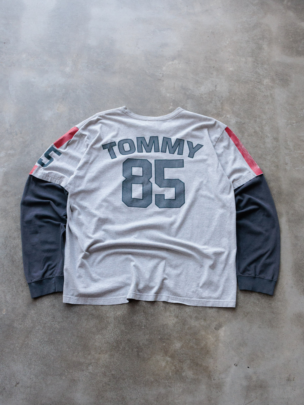 Vintage 90s Grey Tommy Jeans Colourblock Long Sleeve Tee (XL)