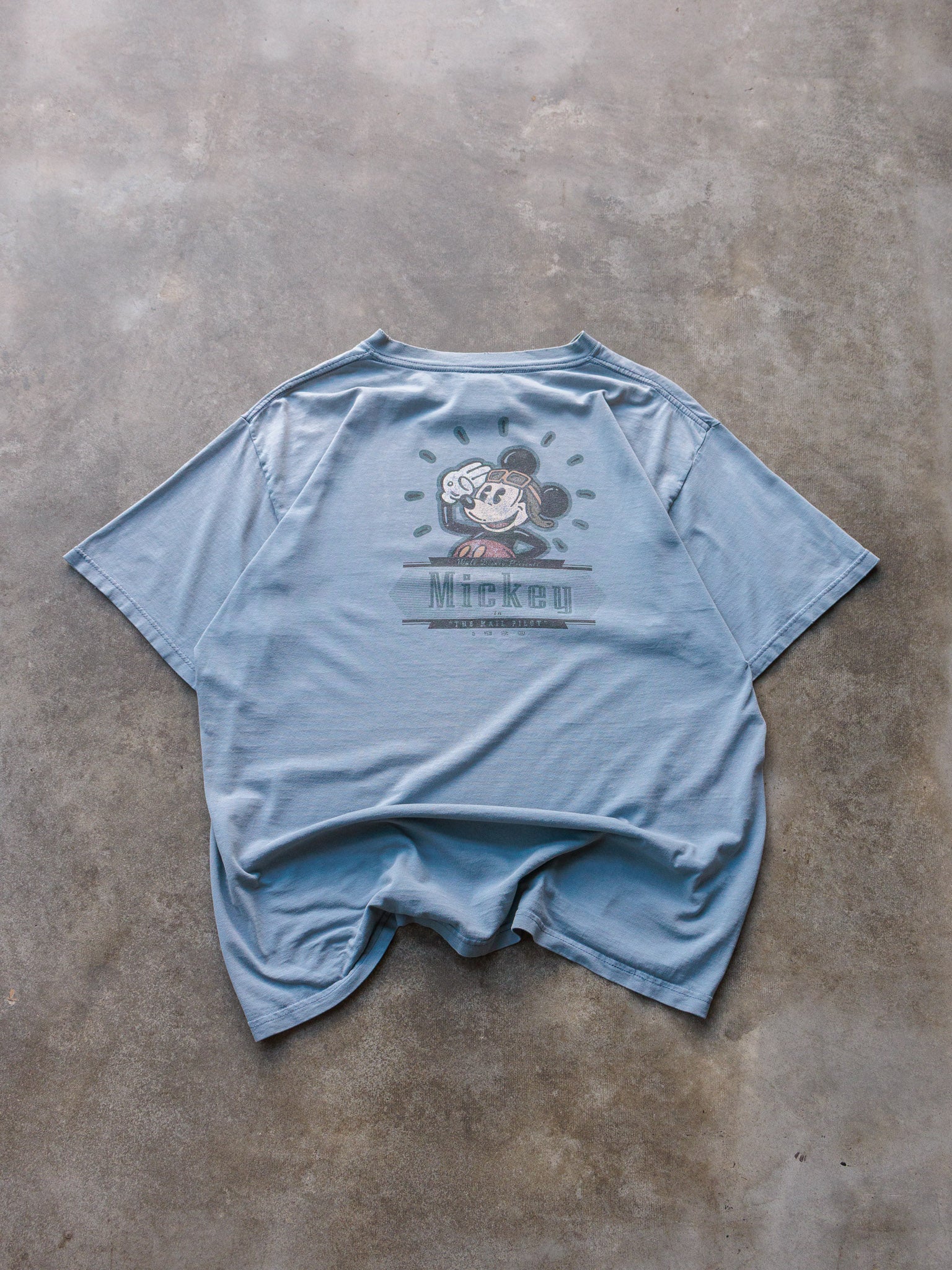 Vintage 90s Light Blue Mickey Mouse The Mail Pilot Tee (L)