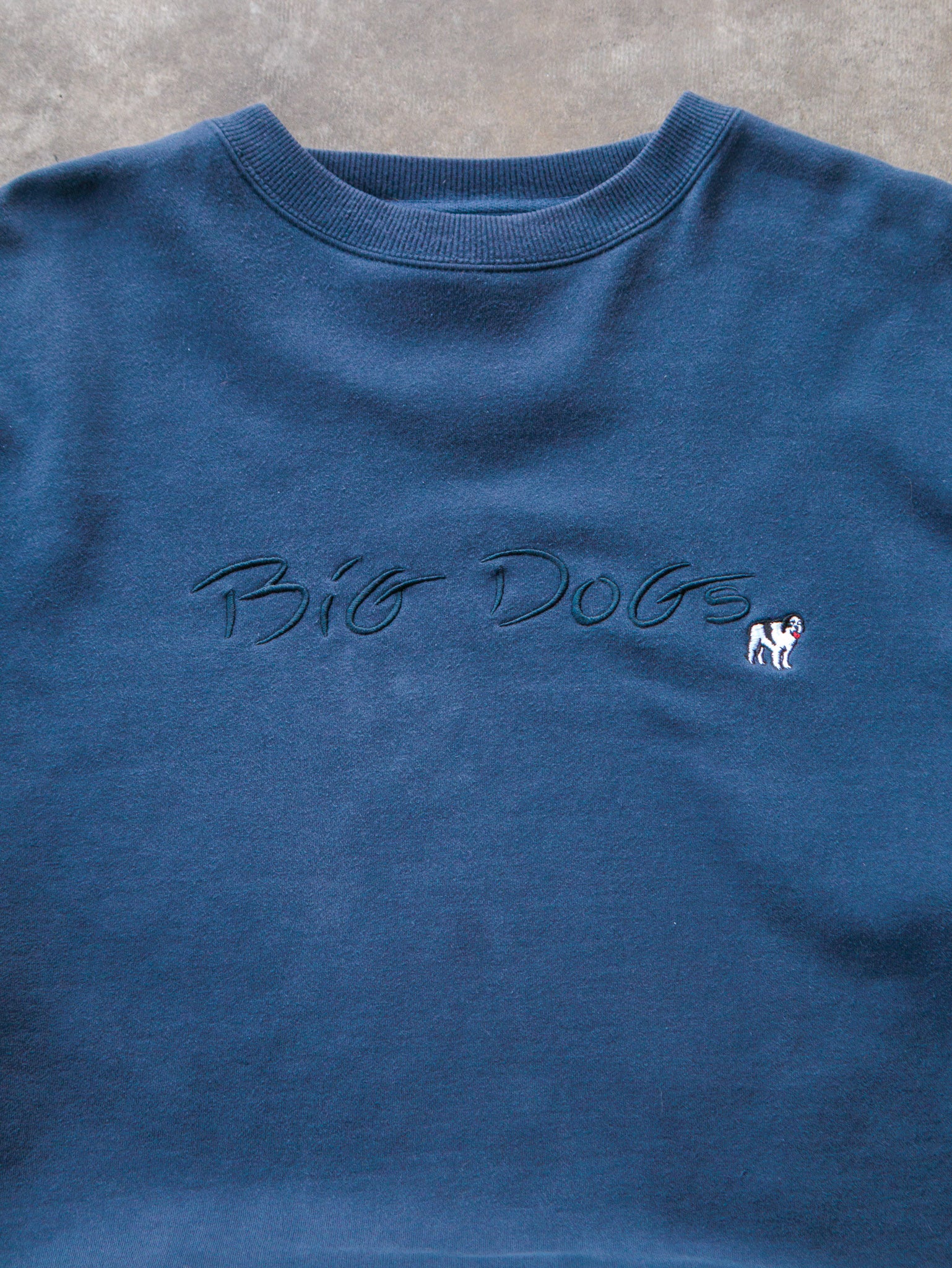 Vintage 90s Blue Big Dogs Embroidered Sweatshirt (2XL)