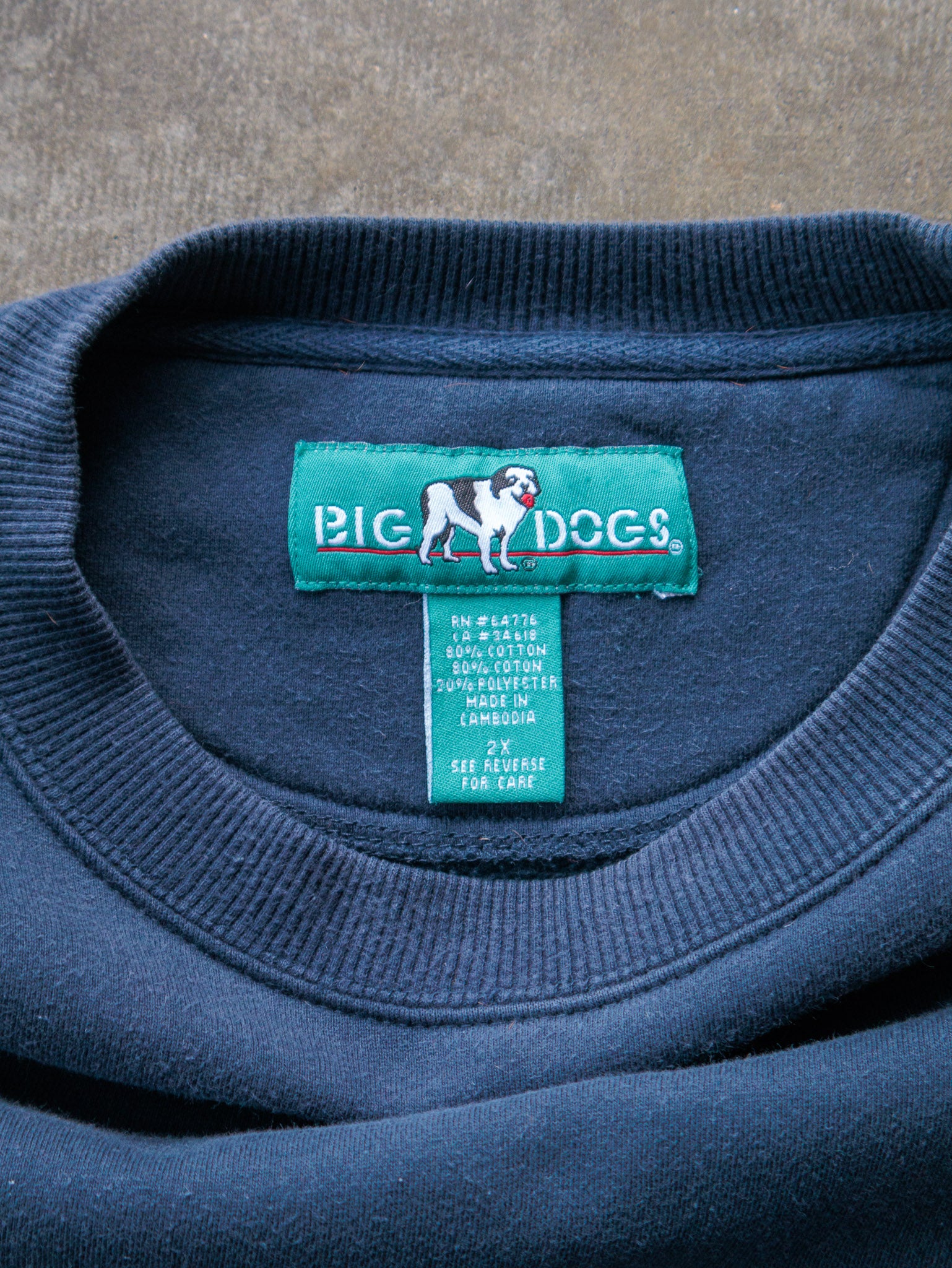 Vintage 90s Blue Big Dogs Embroidered Sweatshirt (2XL)