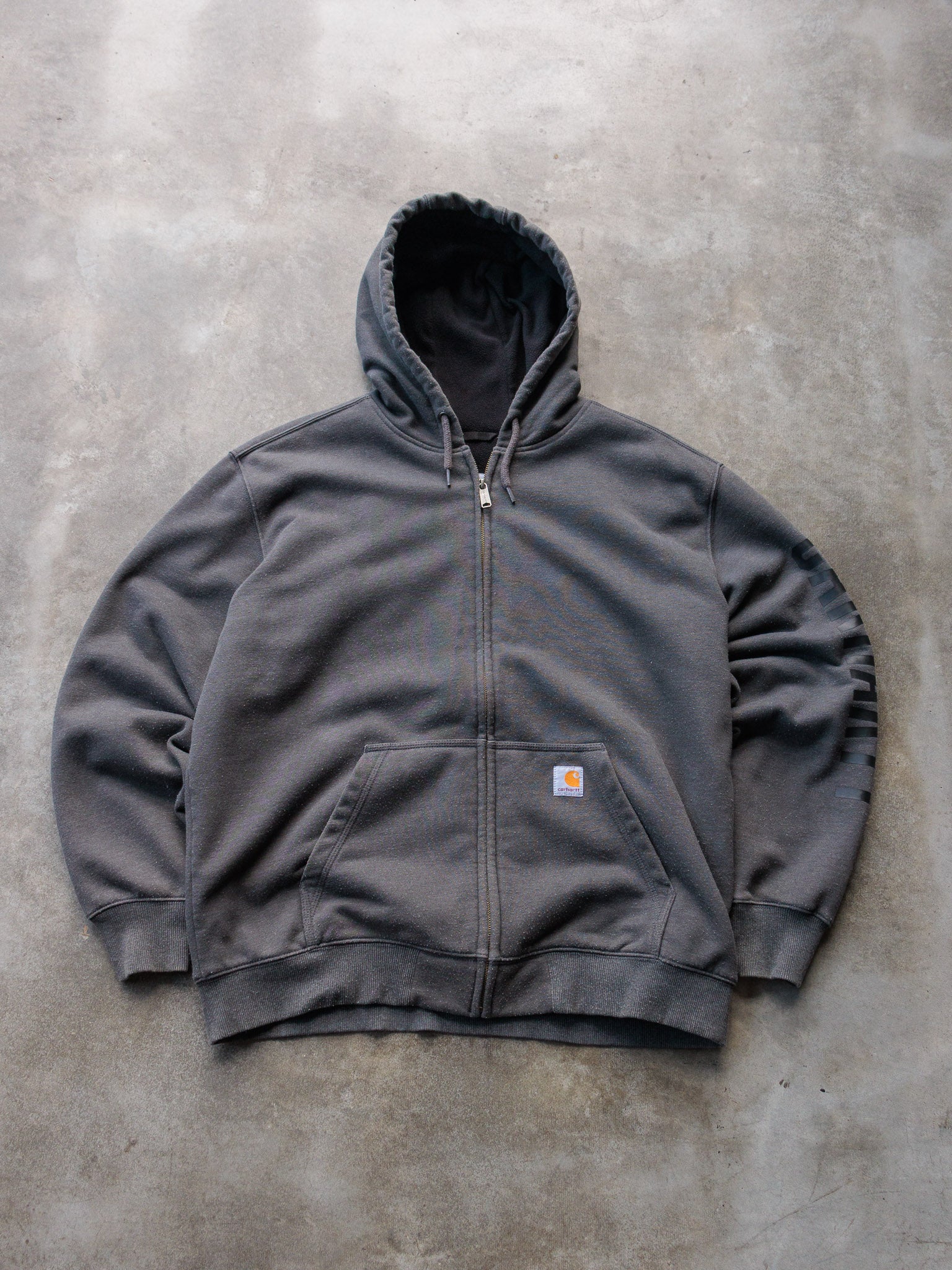 Vintage Grey Carhartt Zip Up Hoodie (L)