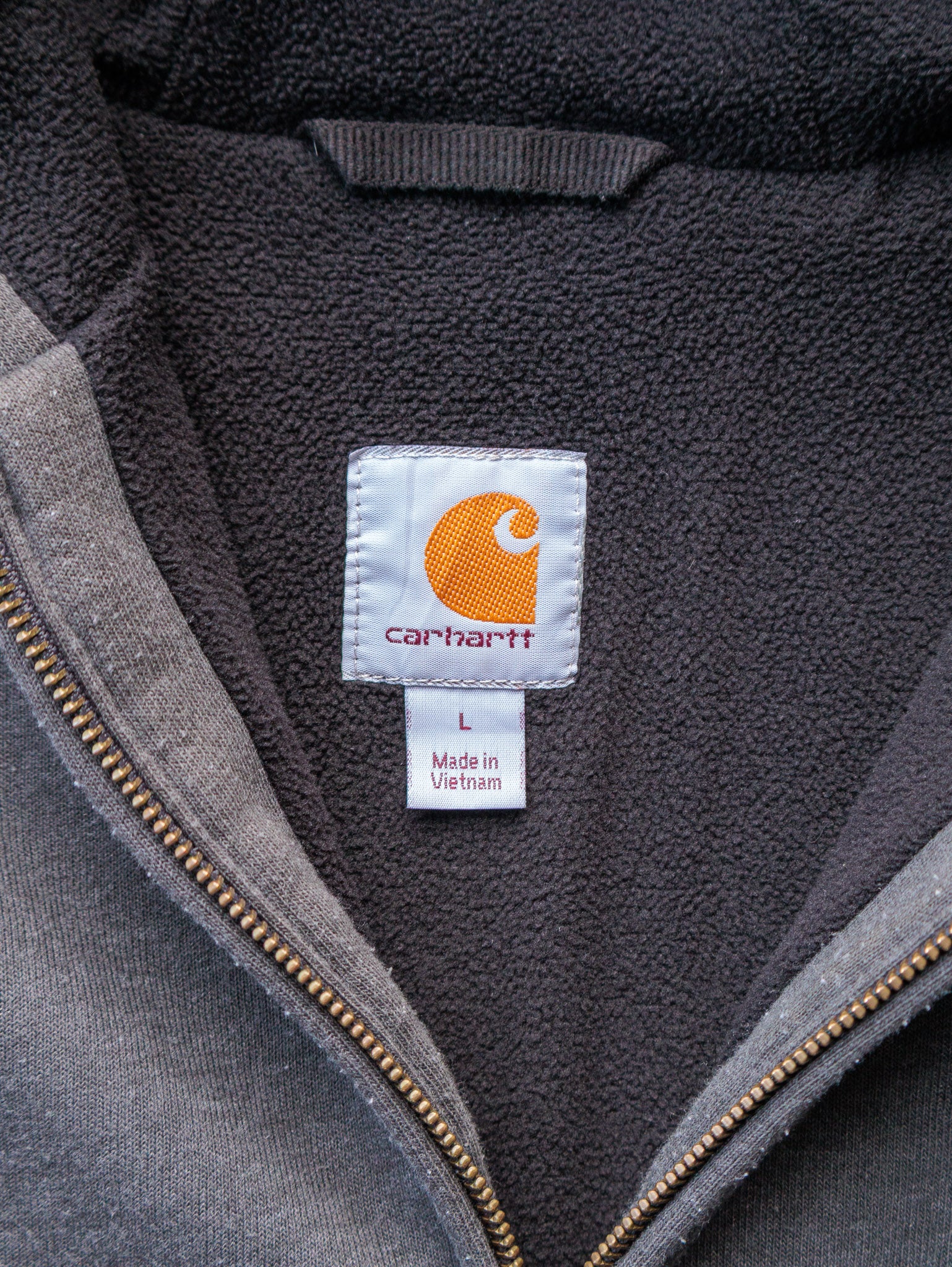 Vintage Grey Carhartt Zip Up Hoodie (L)