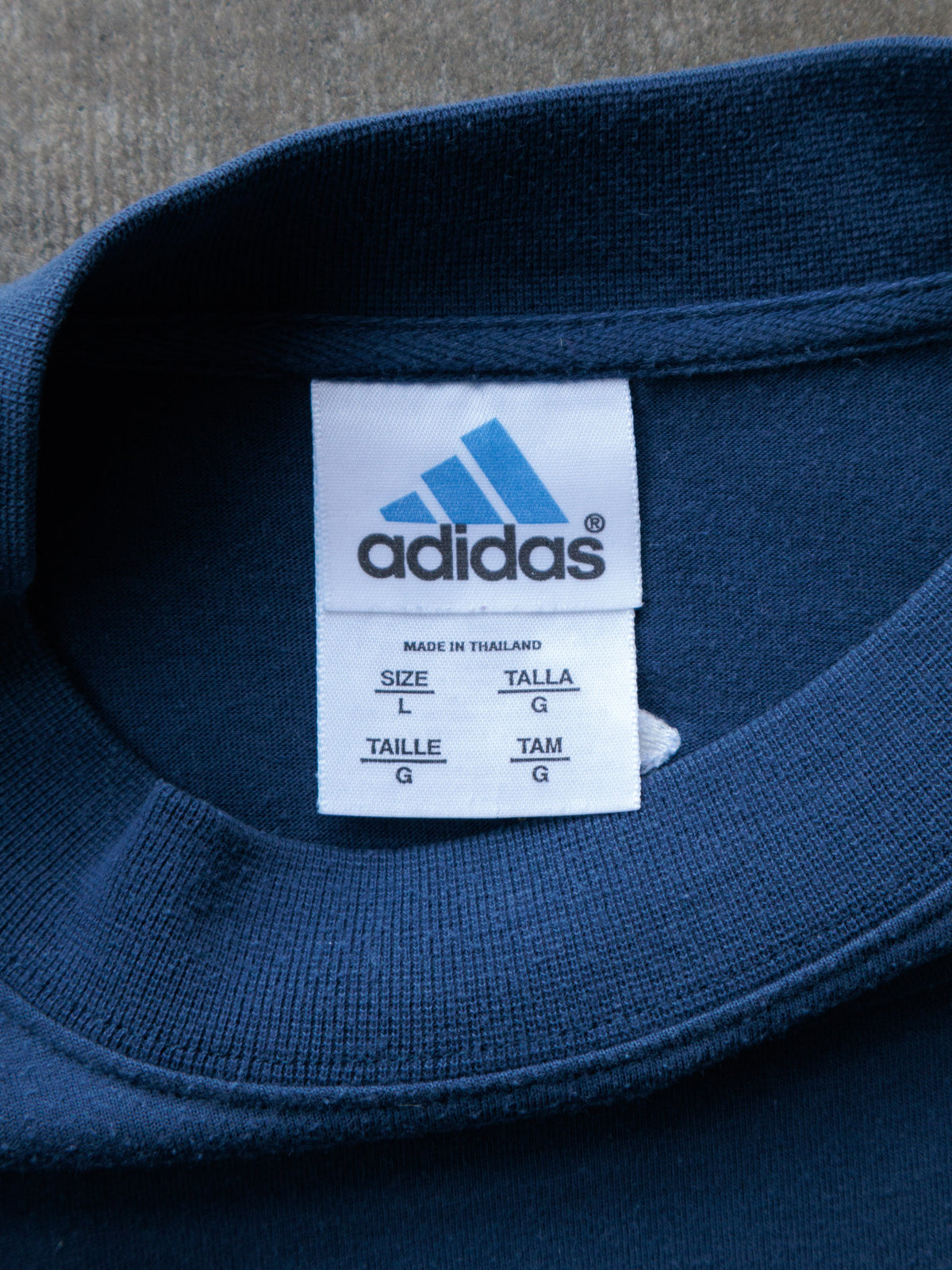 Vintage Navy Adidas Colourblock Long Sleeve Tee (L)
