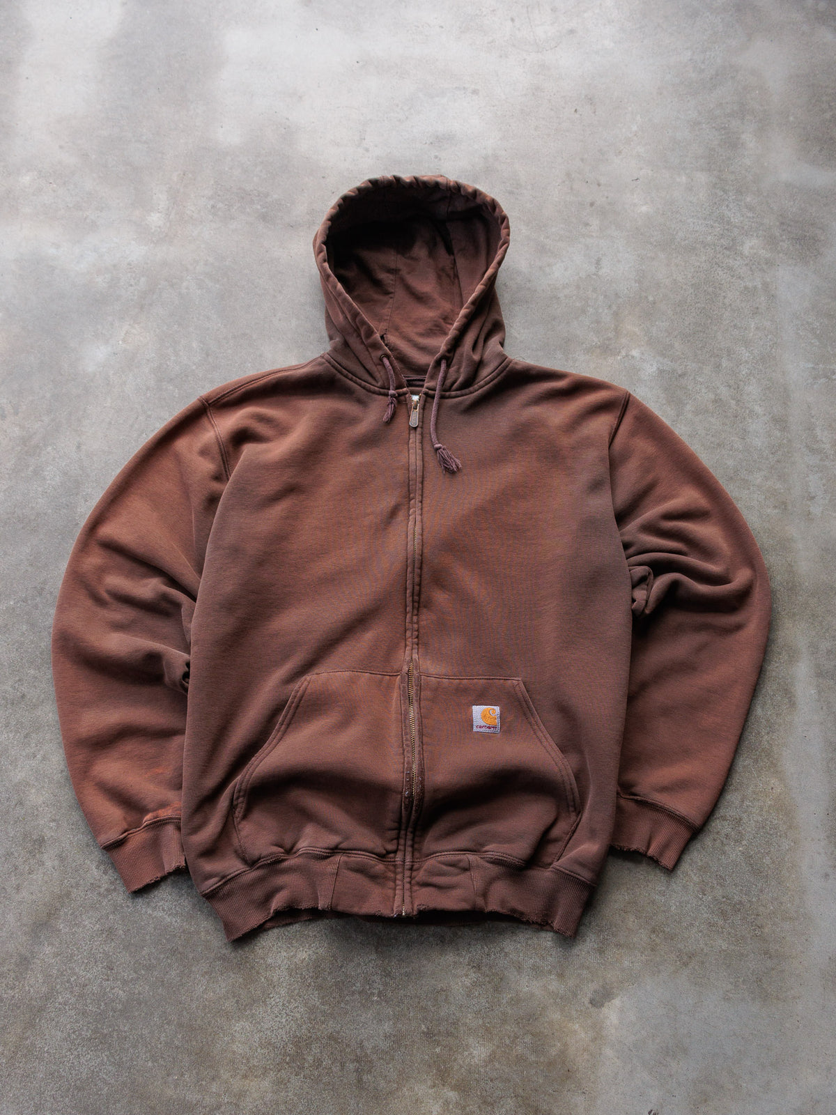 Vintage 00s Faded Brown Carhartt Zip Up Hoodie (M)