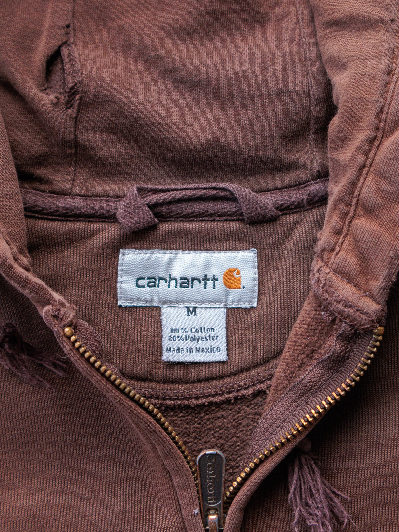 Vintage 00s Faded Brown Carhartt Zip Up Hoodie (M)