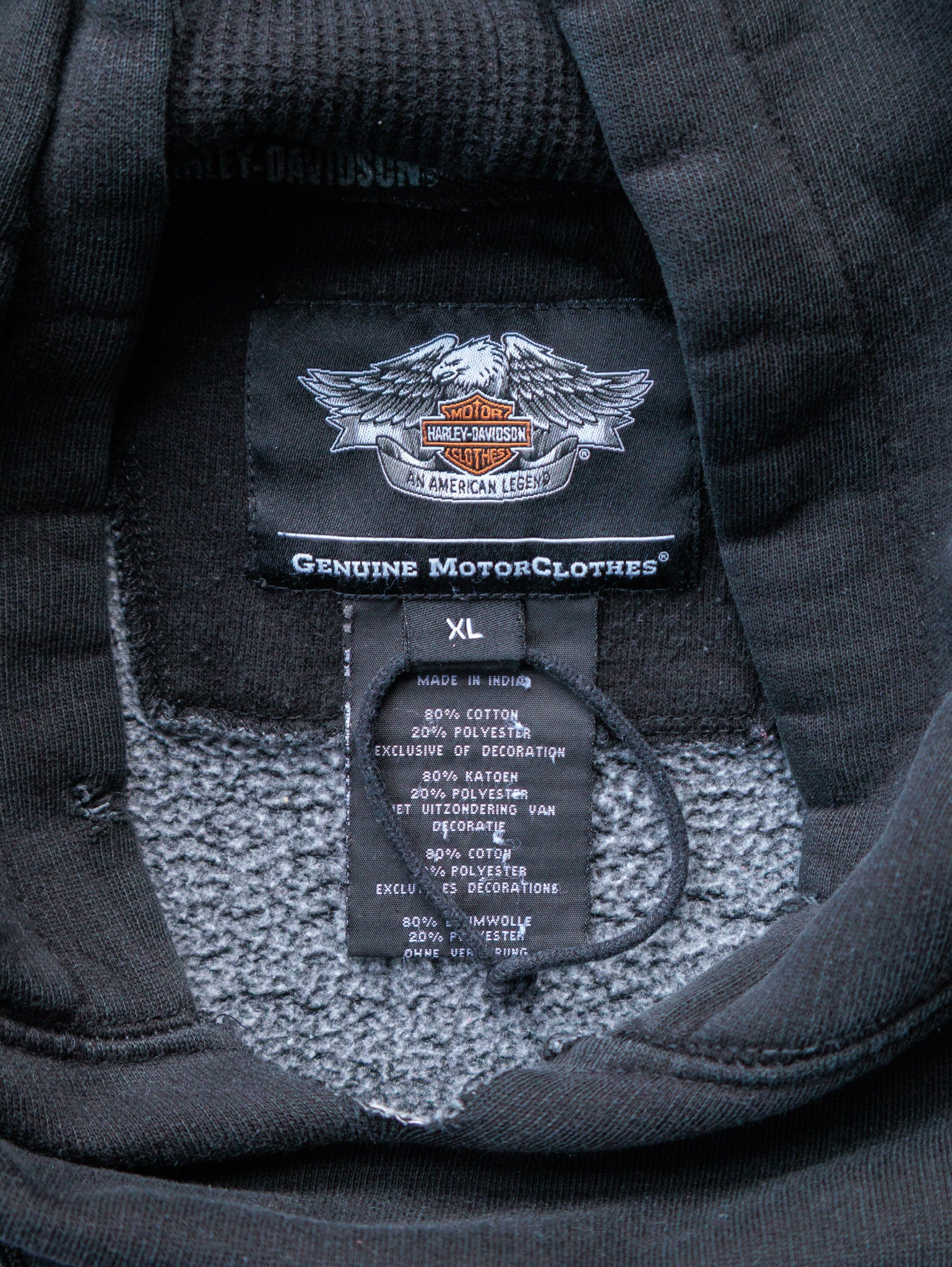 Vintage Black & Grey Harley-Davidson Motorcycles Hoodie (XL)