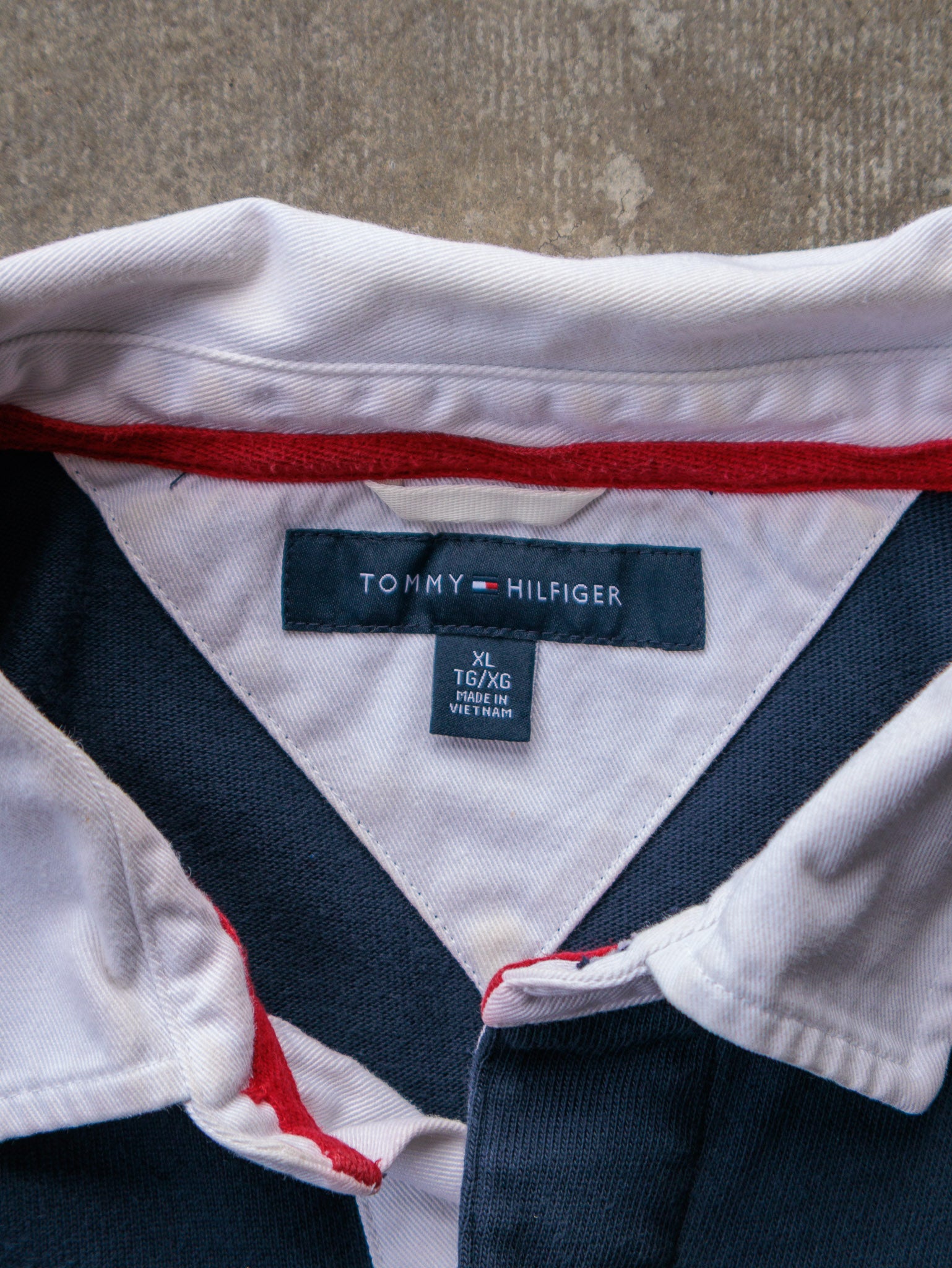 Vintage 00s Navy Tommy Hilfiger Rugby Shirt (XL)
