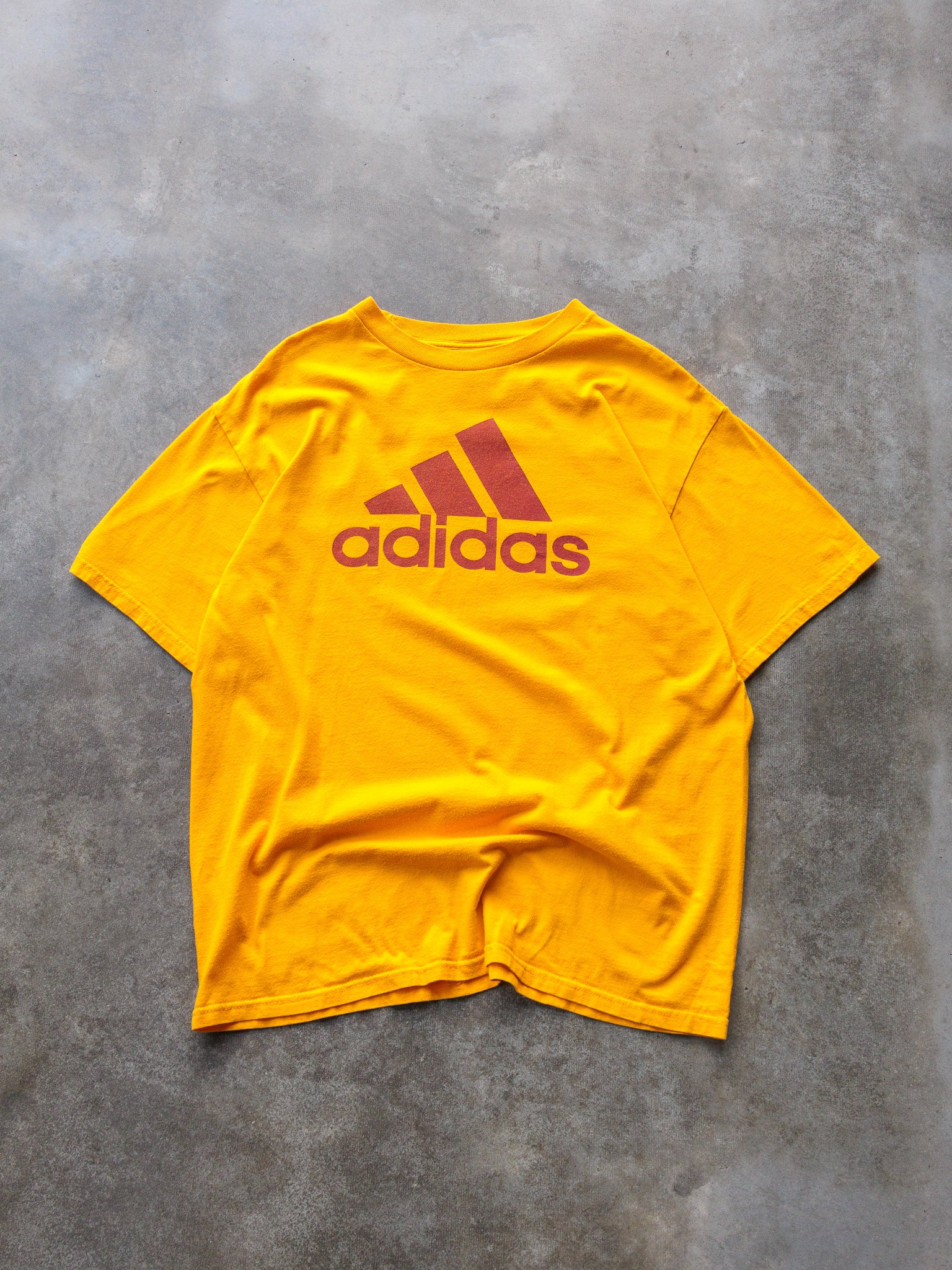 Vintage 00s Yellow Adidas Logo Tee (M)