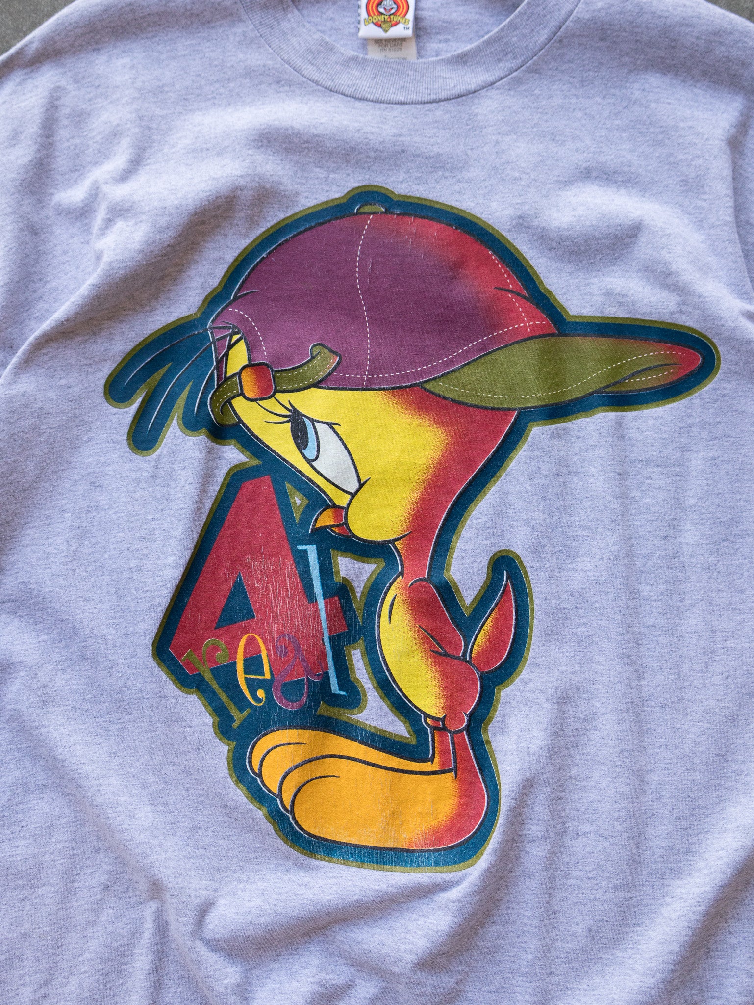 Vintage 90s Grey Looney Tunes Tweety Bird 4 Real Tee (XL)