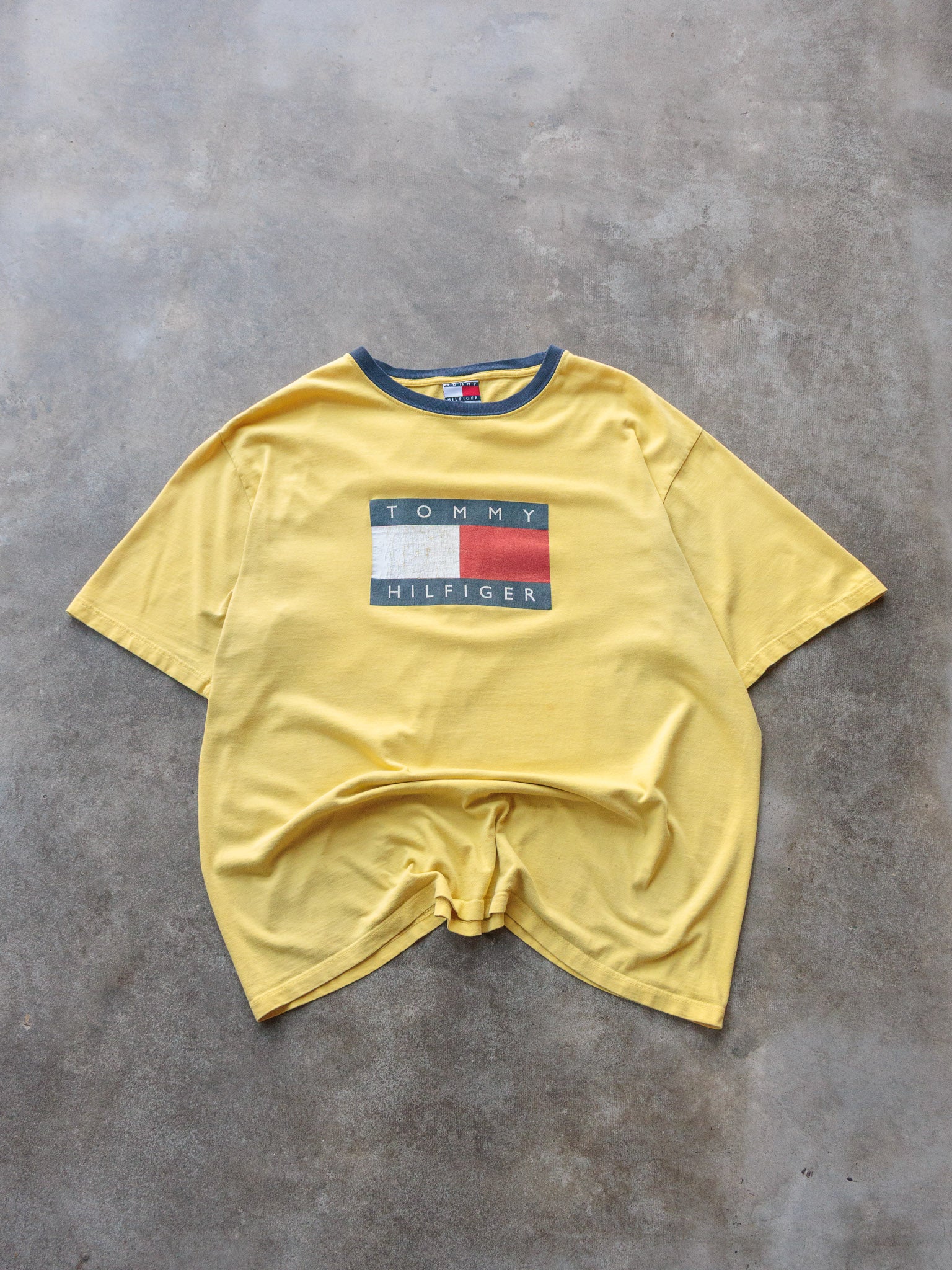 Vintage Yellow Tommy Hilfiger Ringer Tee (L)