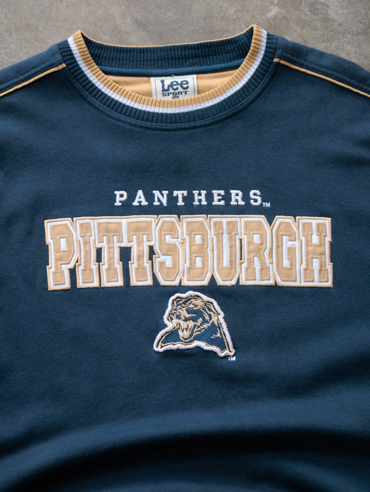 Vintage 90s Navy Lee Sport Pittsburgh Panthers Sweatshirt (2XL)