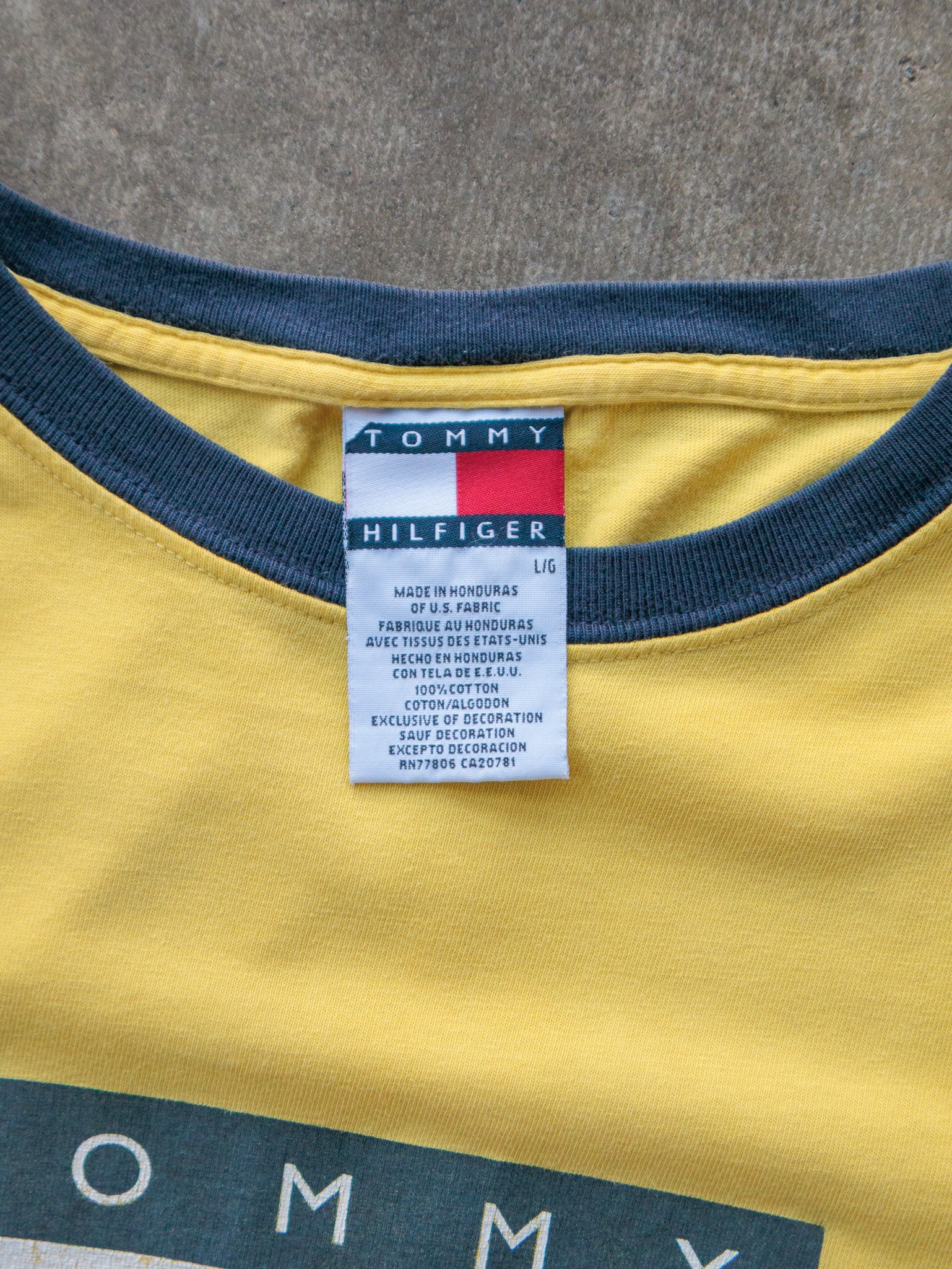 Vintage Yellow Tommy Hilfiger Ringer Tee (L)