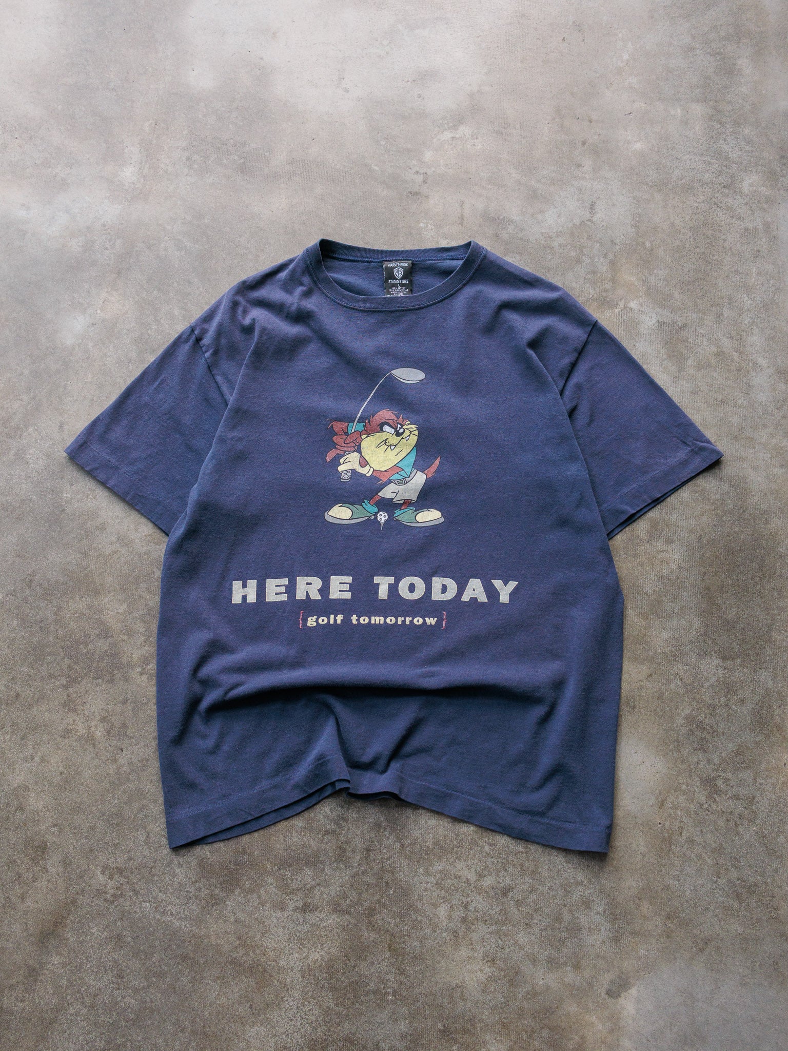 Vintage 90s Navy Taz "Here Today Golf Tomorrow" Tee (L)