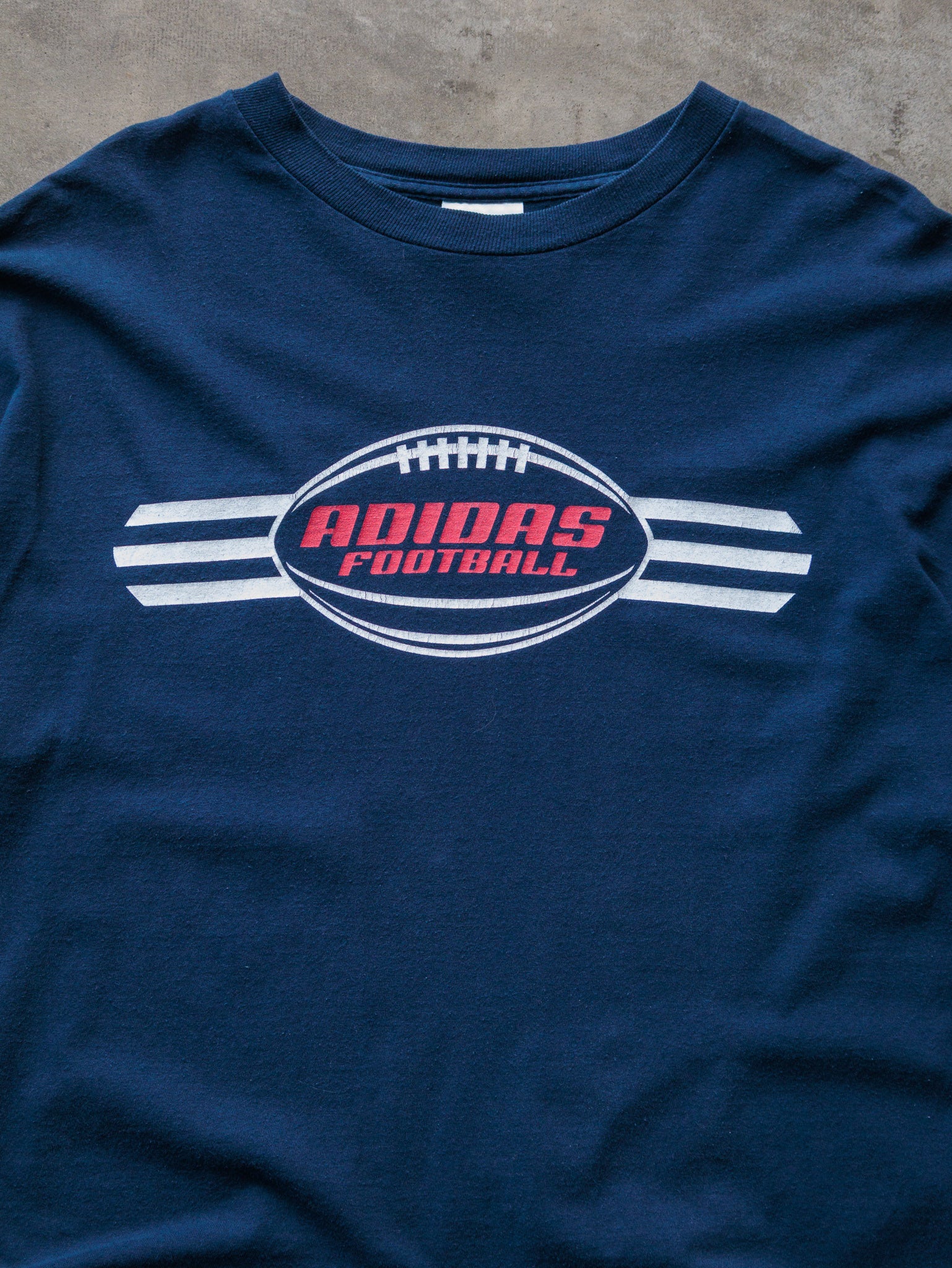 Vintage 00s Navy Adidas Football Graphic Long Sleeve (XL)
