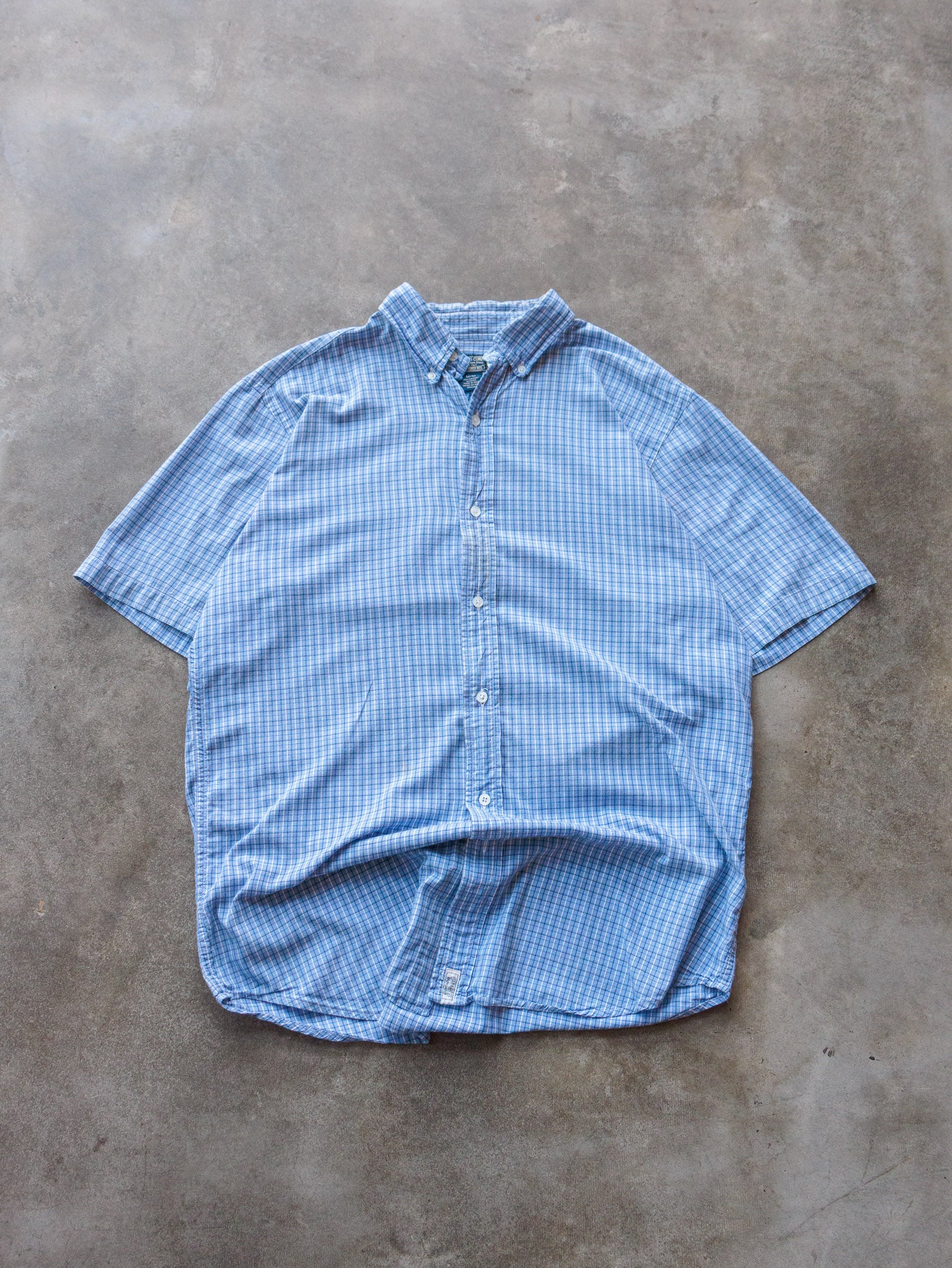 Vintage Blue Ralph Lauren Polo Plaid Short Sleeve Shirt (M)
