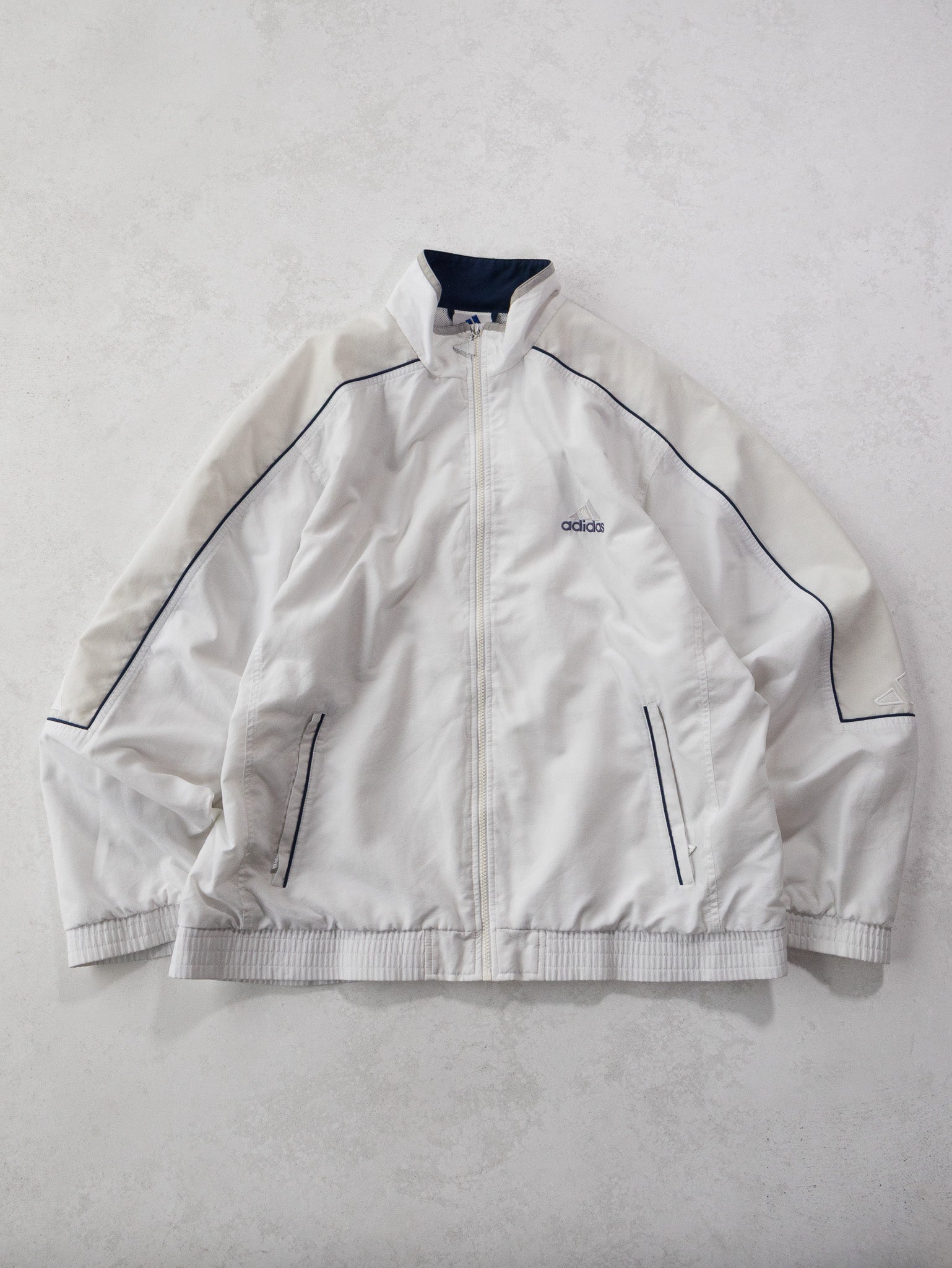 Vintage Adidas White Track Jacket (XL)