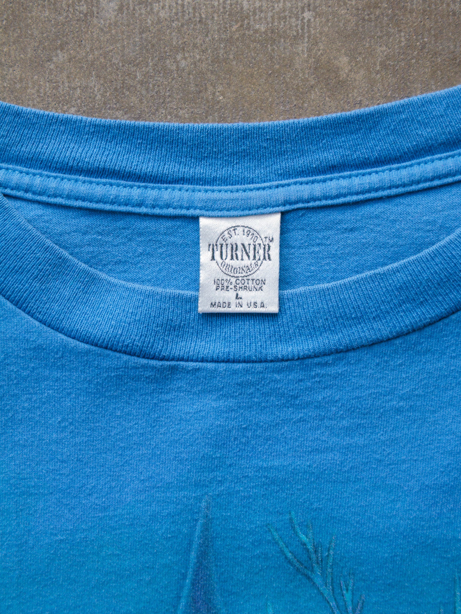 Vintage 90s Blue Tropical Fish Graphic Tee (L)