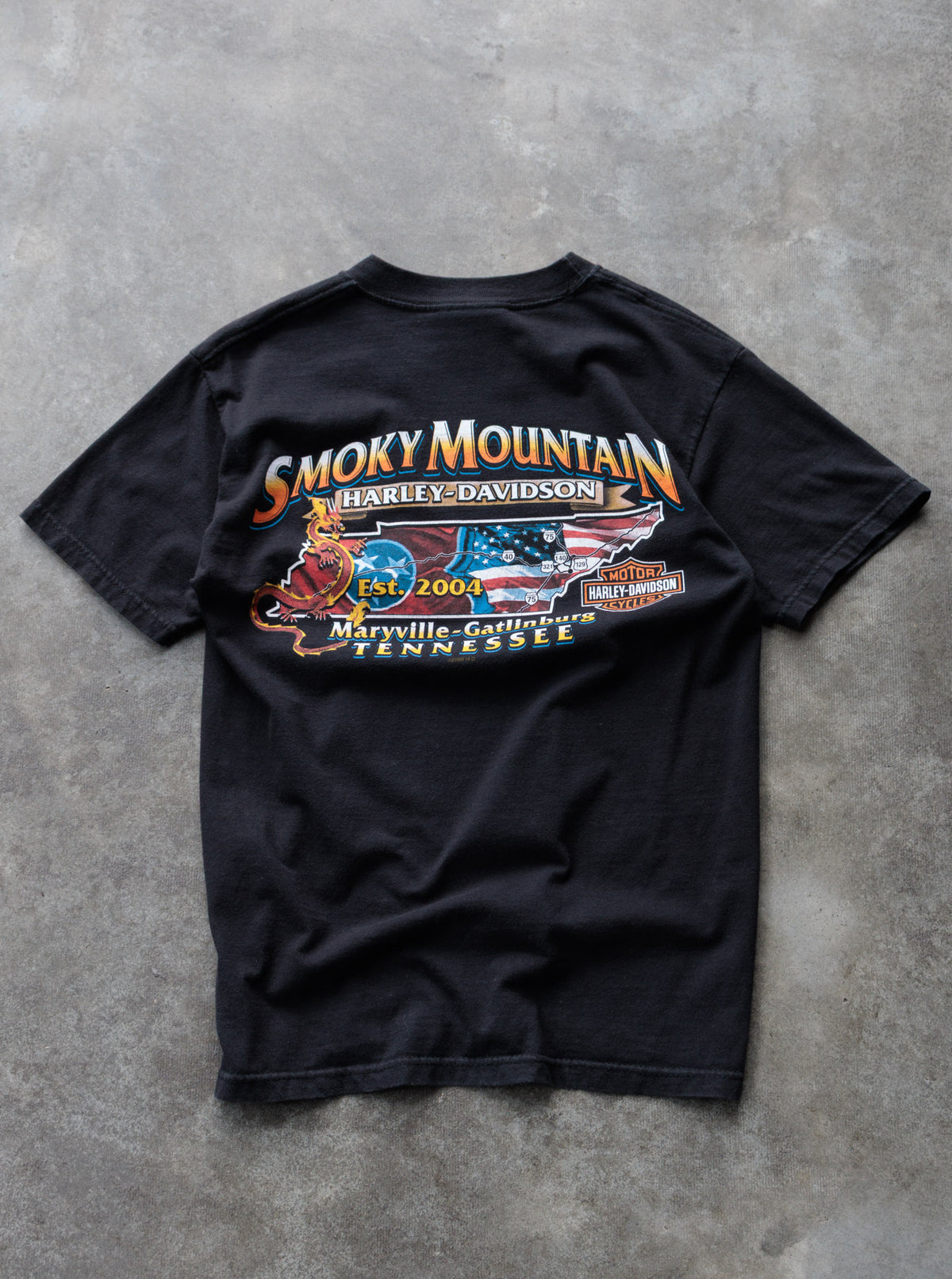 Vintage 2005 Black Harley-Davidson Maryville-Gatlinburg Tennessee Tee (S)