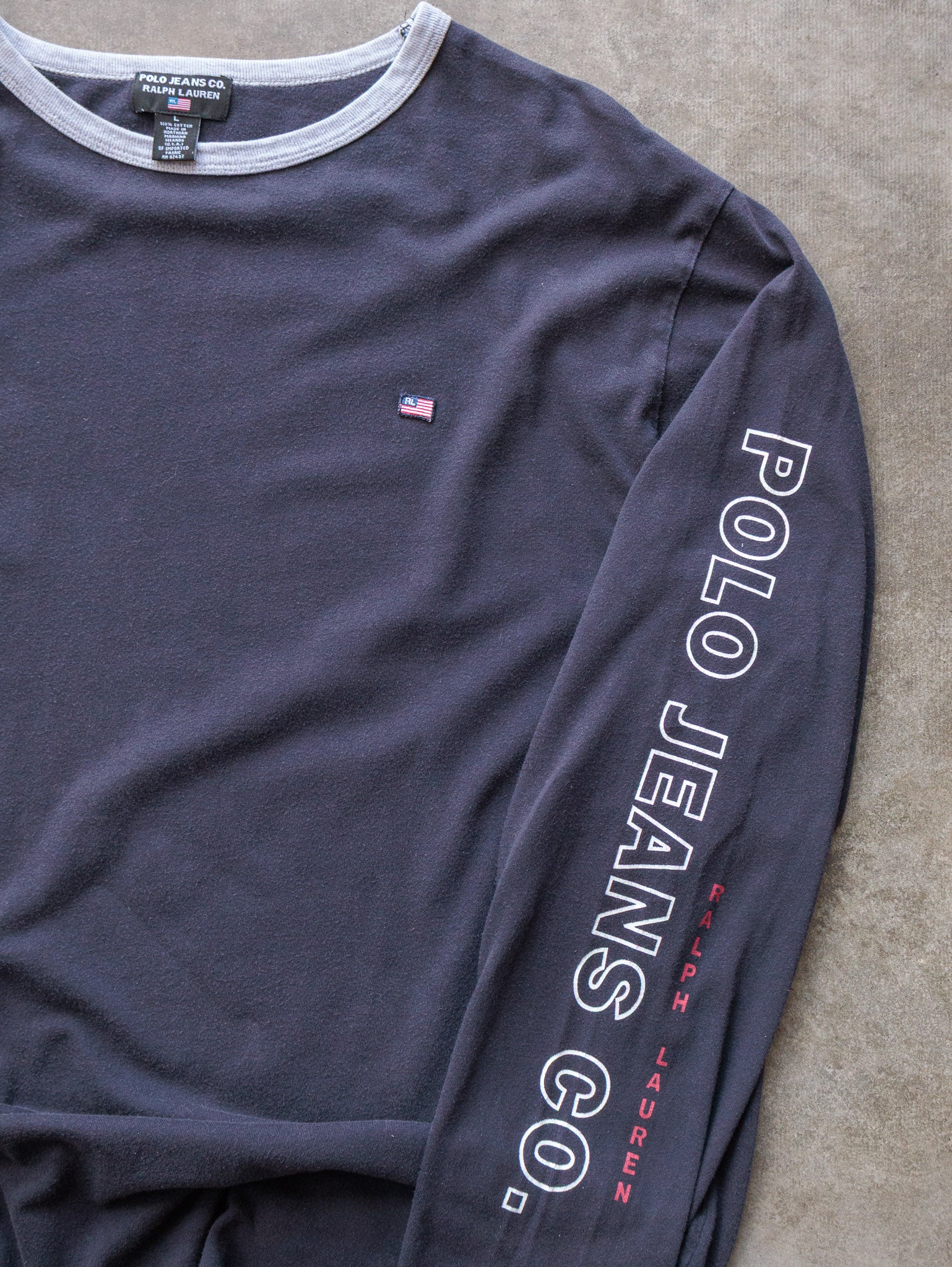 Vintage 90s Navy Polo Ralph Lauren Long Sleeve (L)