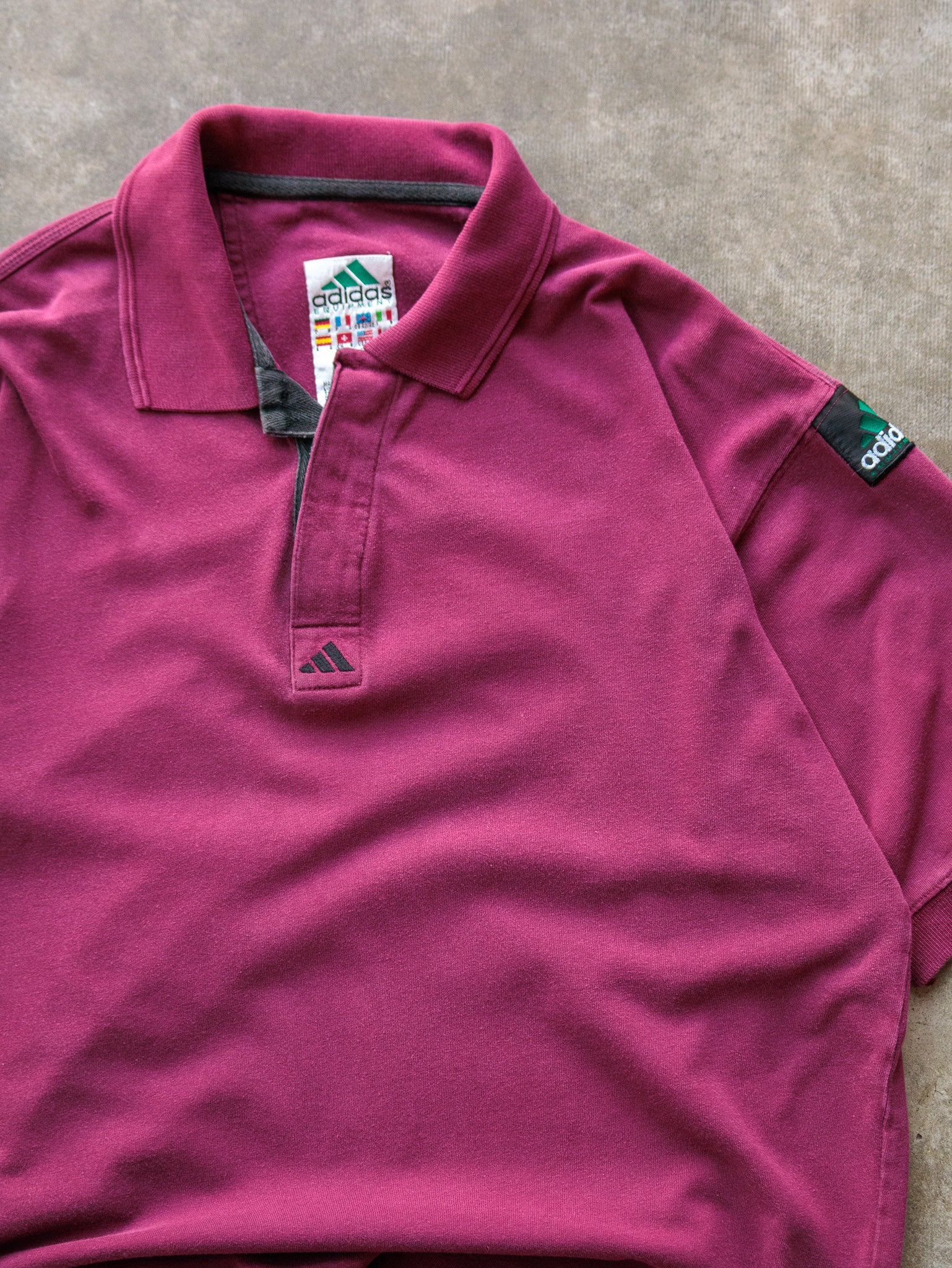 Vintage 90s Maroon Adidas Equipment Polo Shirt (M)