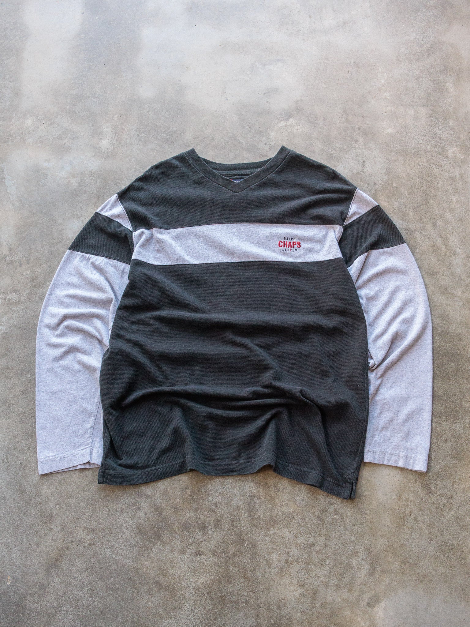 Vintage 90s Black & Grey Chaps Ralph Lauren Long Sleeve (L)