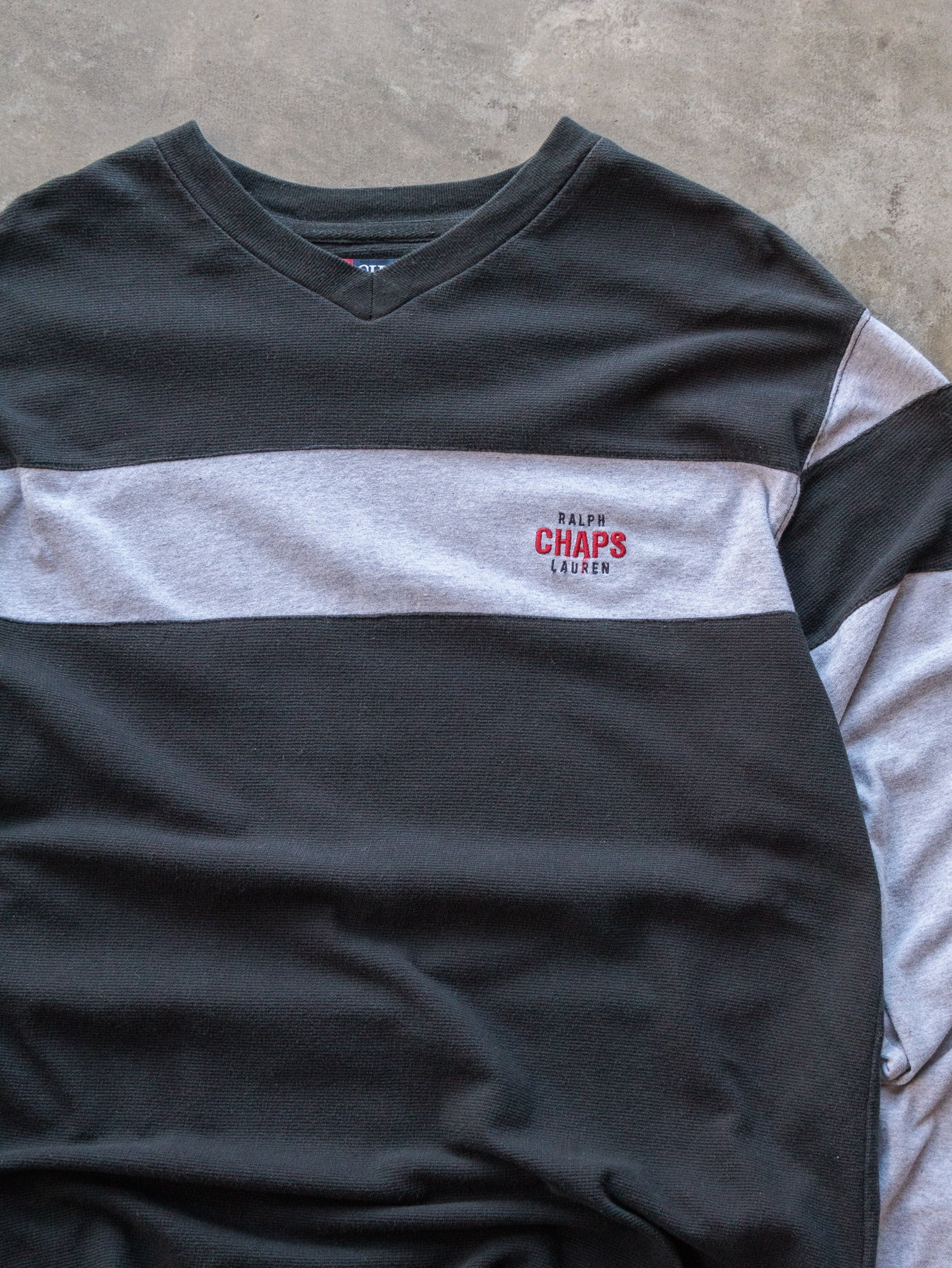 Vintage 90s Black & Grey Chaps Ralph Lauren Long Sleeve (L)