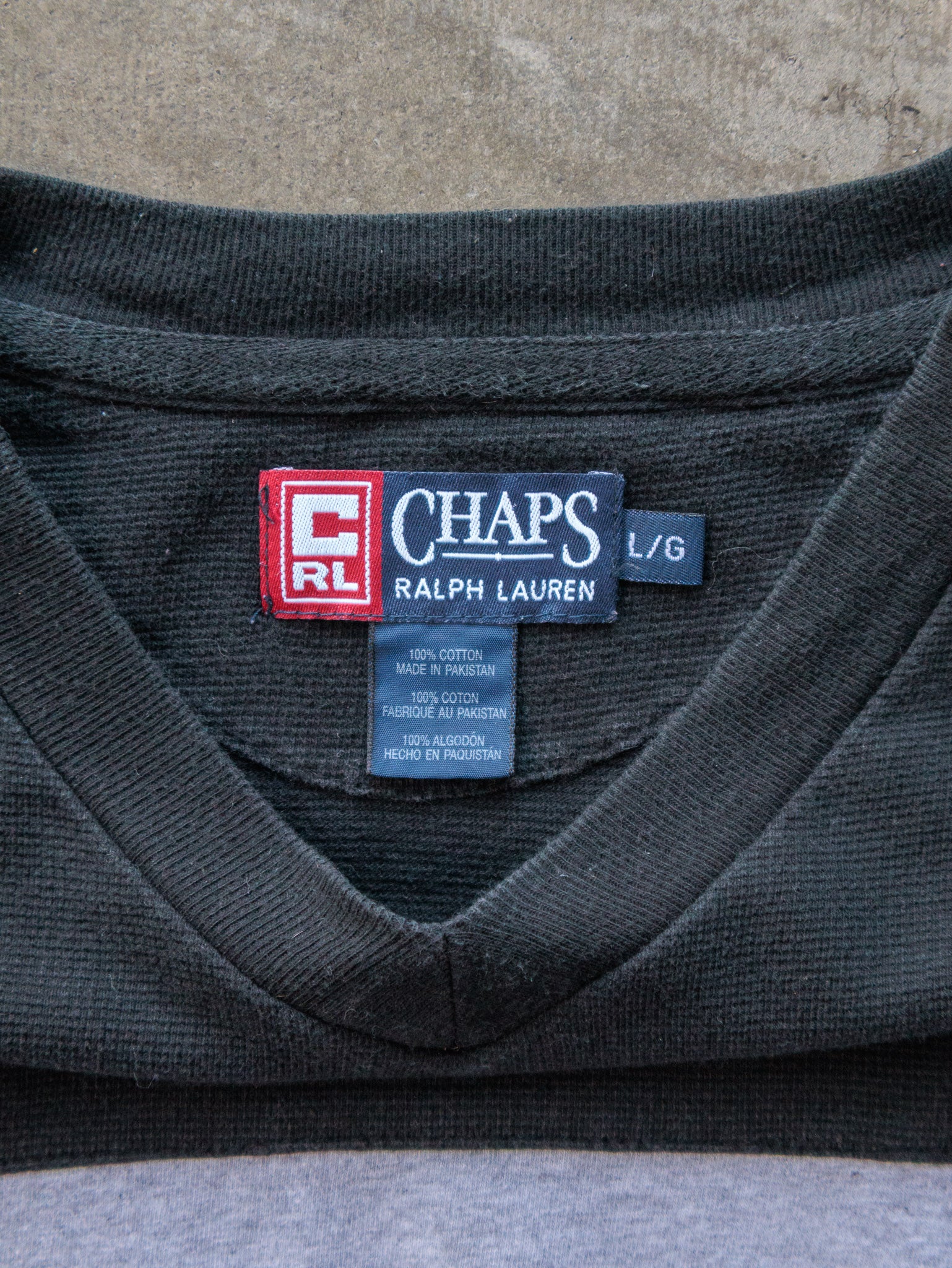 Vintage 90s Black & Grey Chaps Ralph Lauren Long Sleeve (L)