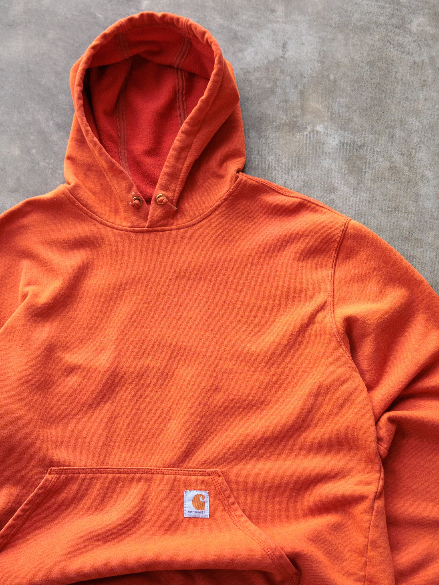 Vintage Orange Carhartt Sleeve Spell Out Hoodie (L)