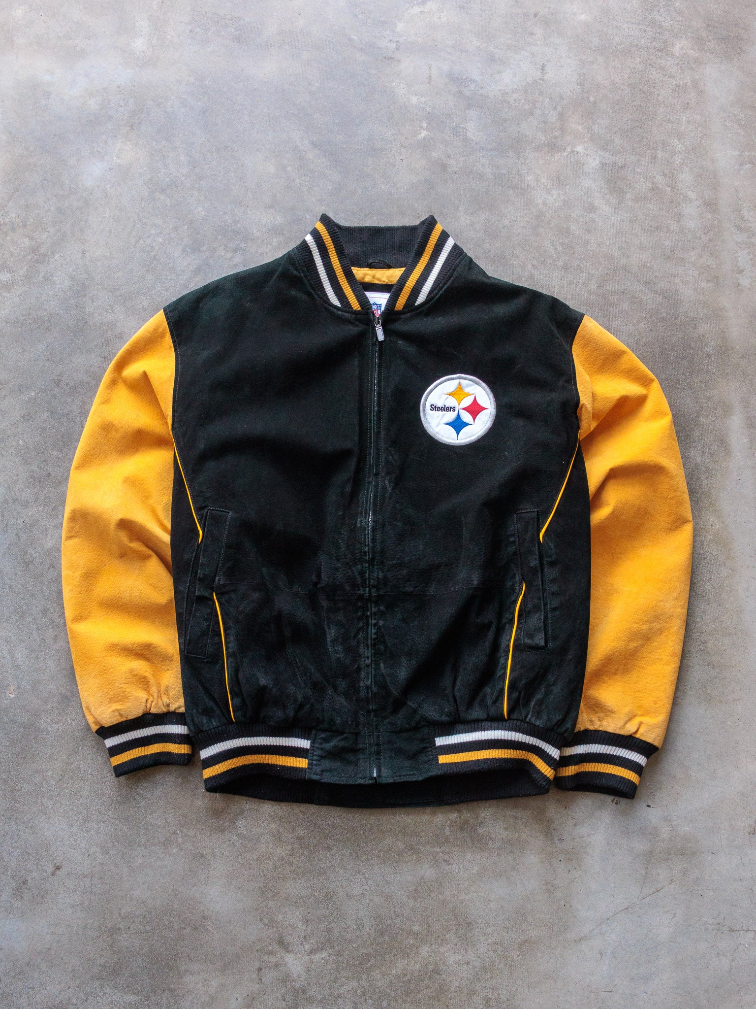 Vintage 00s Pittsburgh Steelers Suede Varsity Jacket (L)