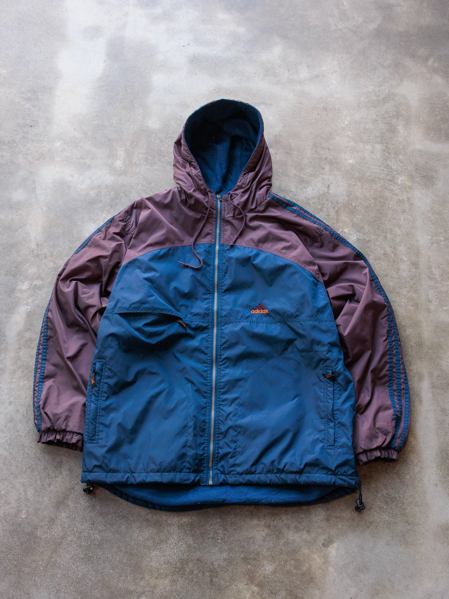 Vintage 90s Blue & Purple Adidas Fleece Lined Jacket (L)