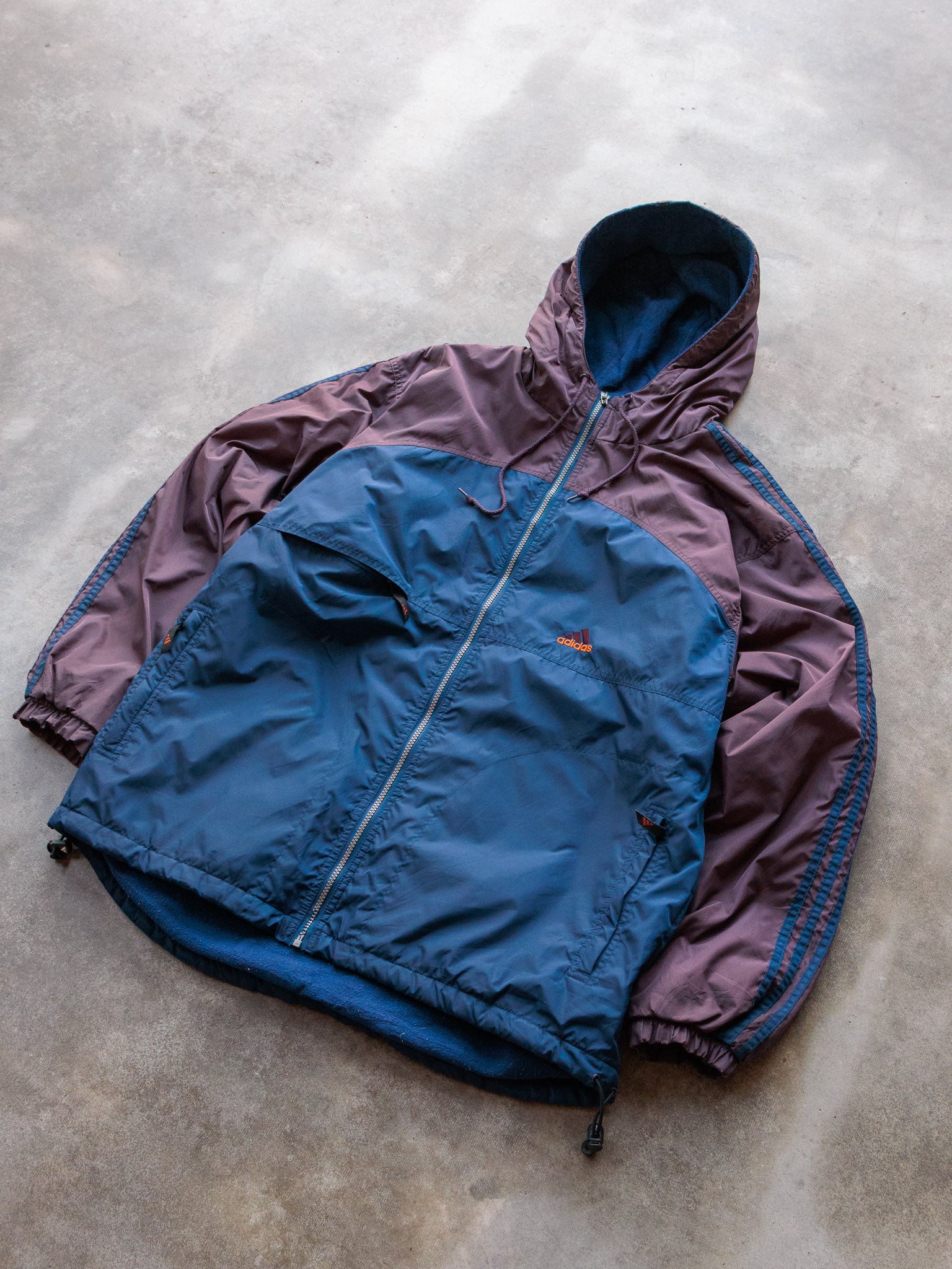 Vintage 90s Blue & Purple Adidas Fleece Lined Jacket (L)