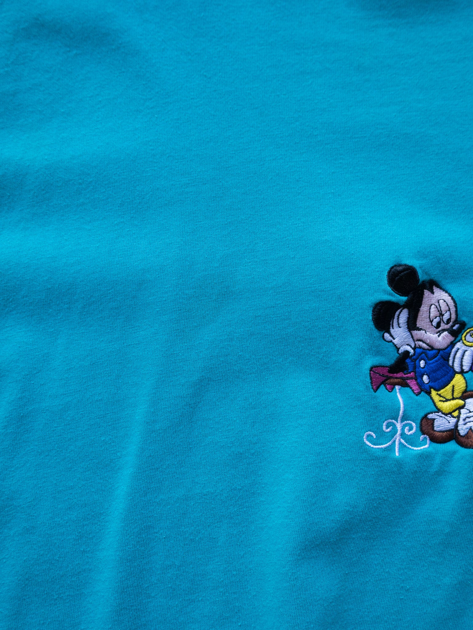 Vintage 90s Teal Disney Mickey & Minnie Pocket Tee (L)