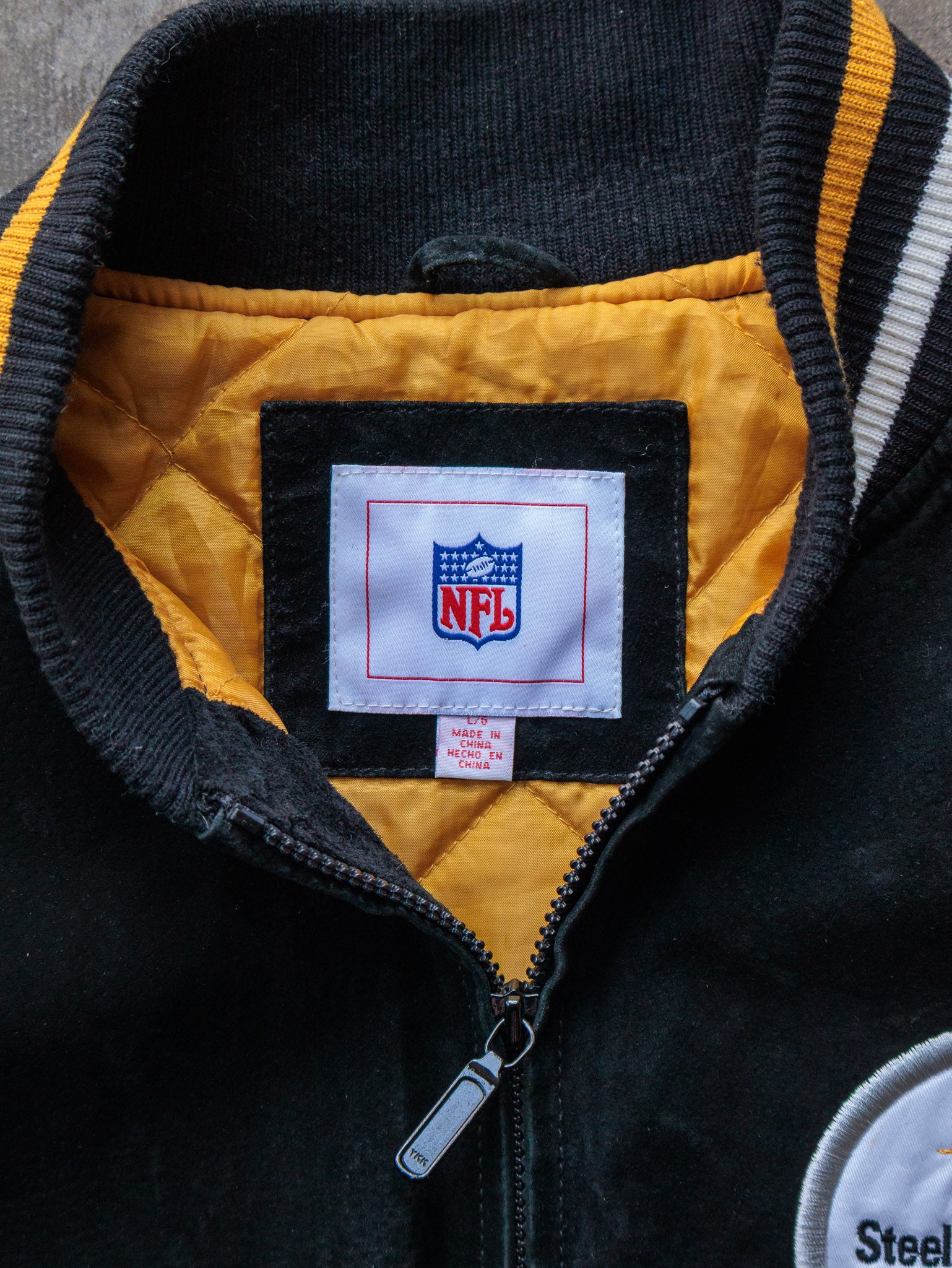 Vintage 00s Pittsburgh Steelers Suede Varsity Jacket (L)