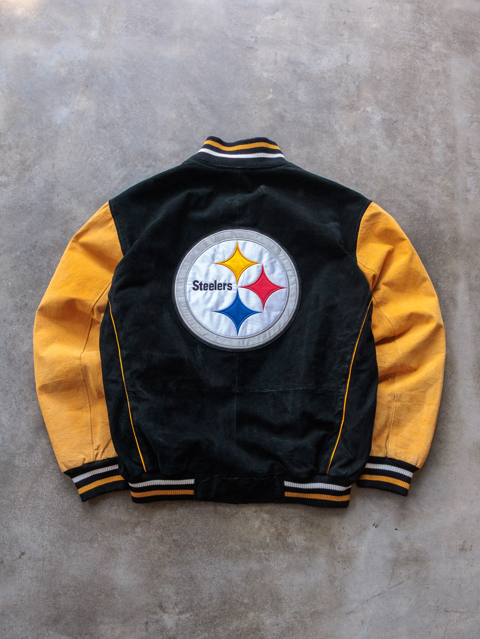 Vintage 00s Pittsburgh Steelers Suede Varsity Jacket (L)