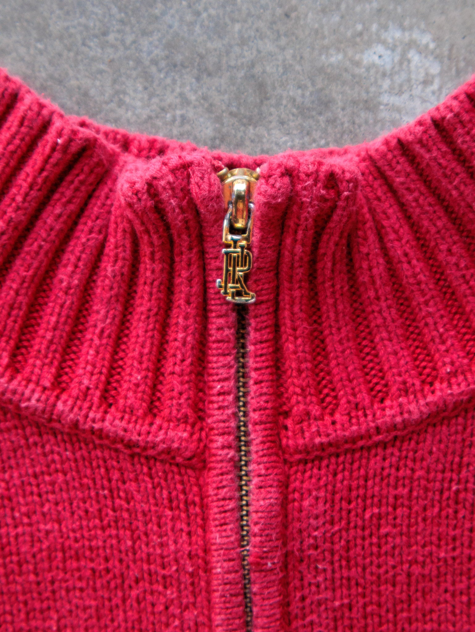 Vintage 90s Red Ralph Lauren Quarter Zip Knit (XL)