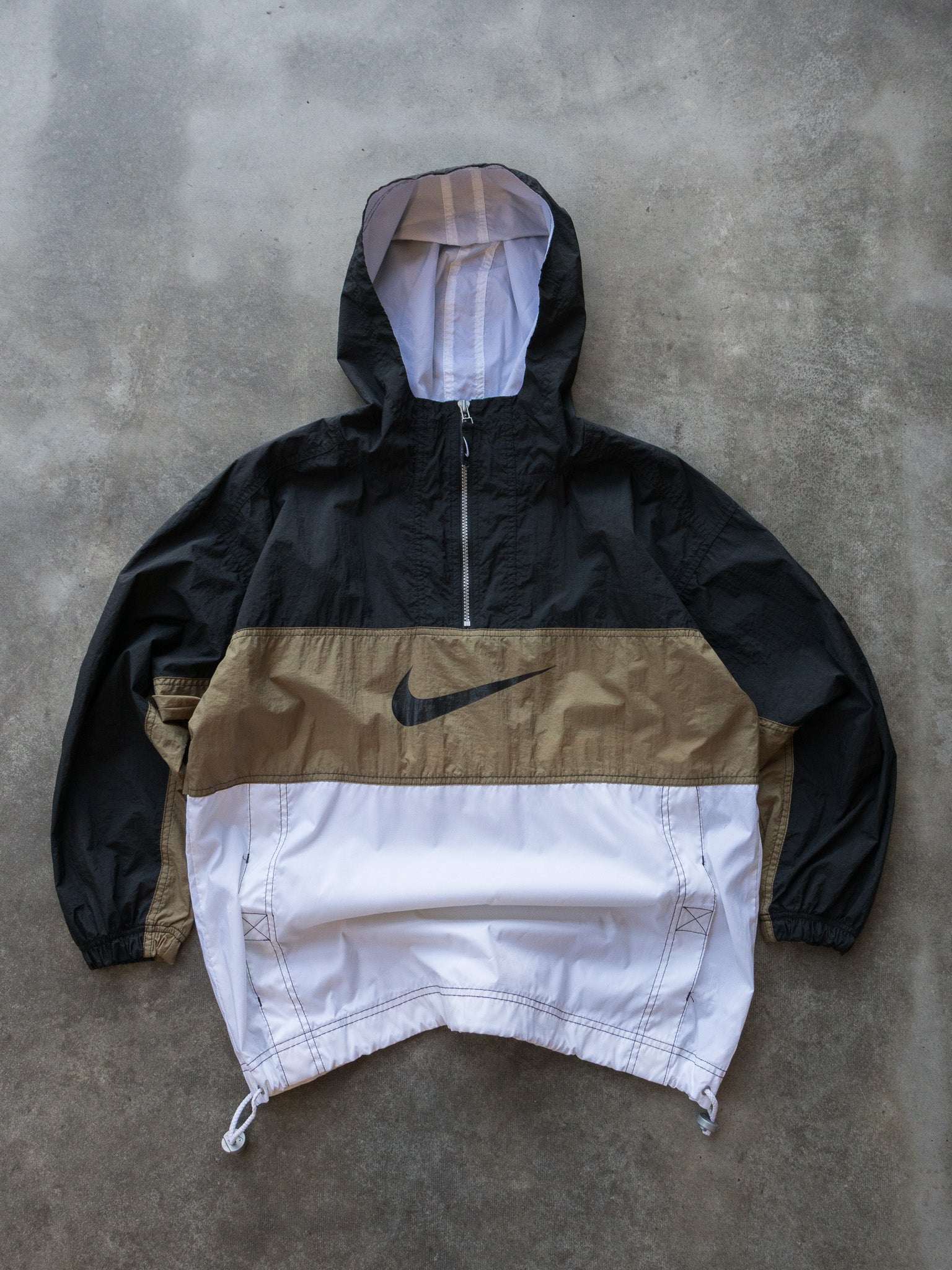 Vintage 90s Black & Olive Nike Hooded Anorak Jacket (14-16Y)