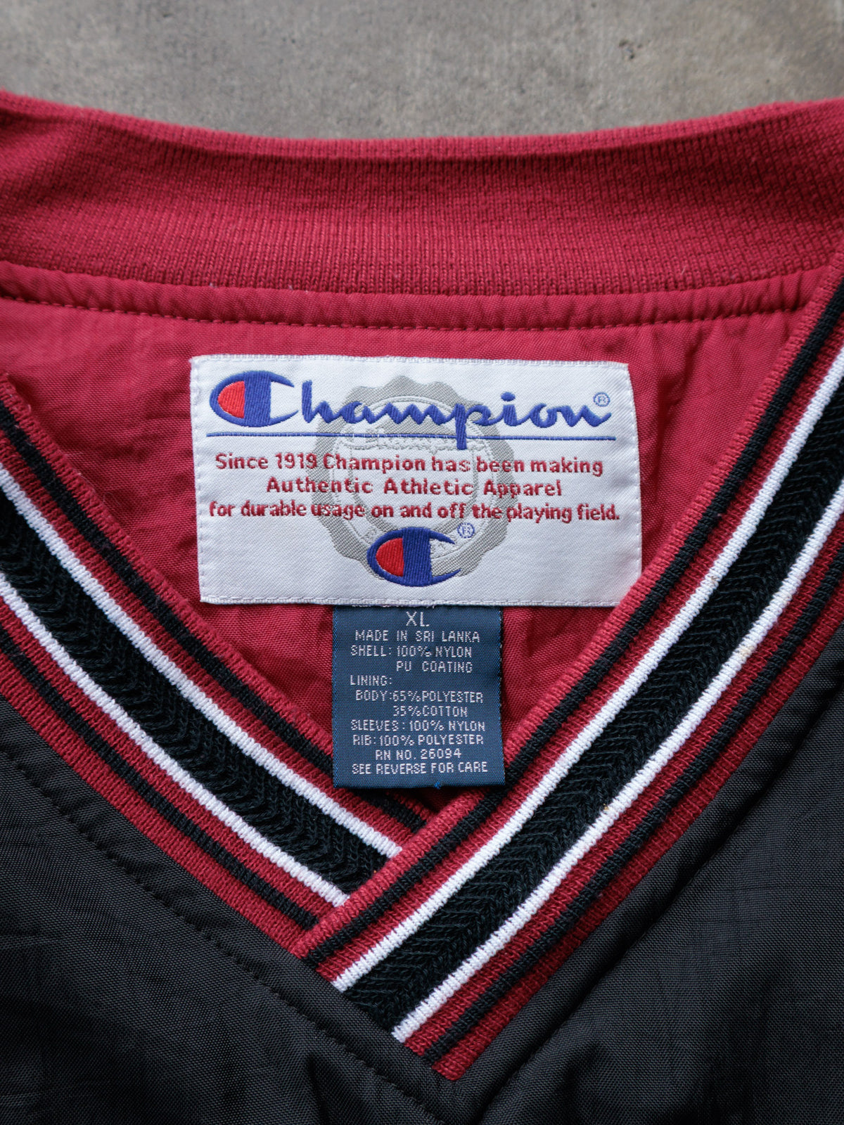 Vintage 90s Black Champion Harvard V-Neck Pullover Jacket (XL)