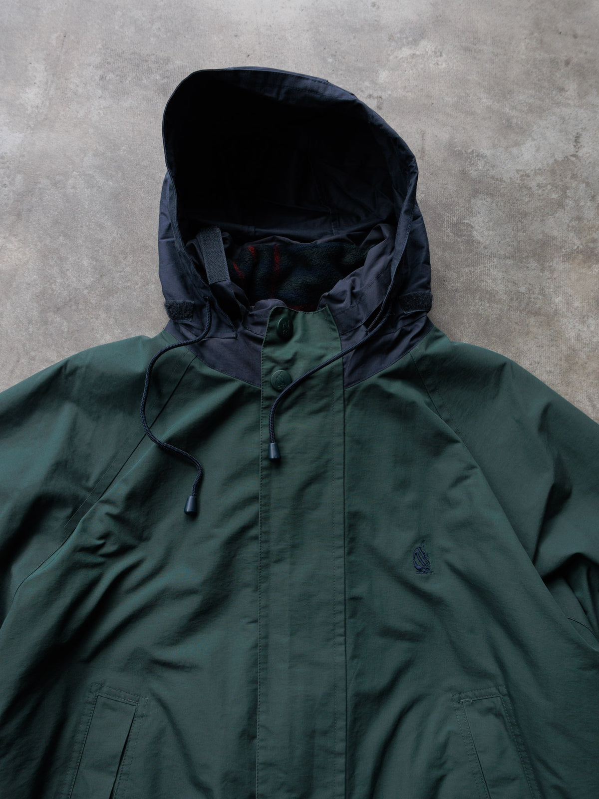 Vintage 90s Green & Navy Plaid Nautica Reversible Jacket (M)