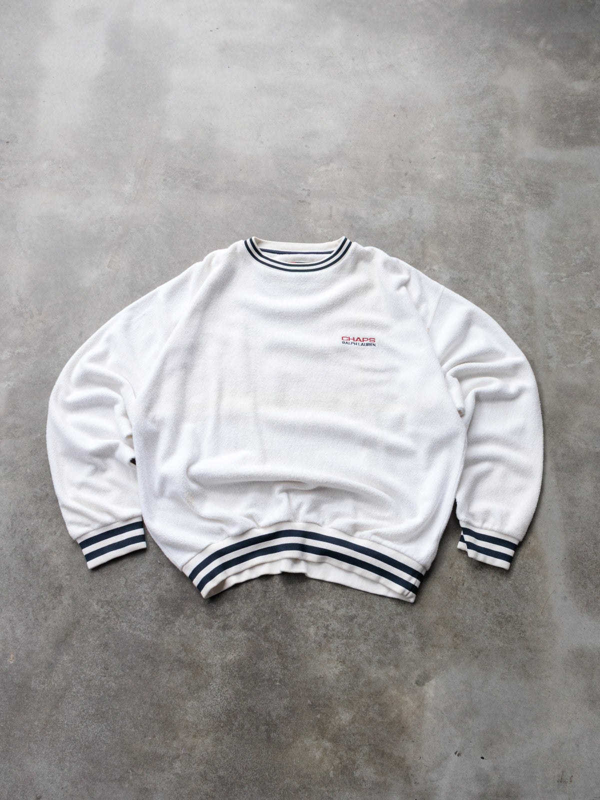 Vintage 90s White Chaps Ralph Lauren Fleece Sweatshirt (L)