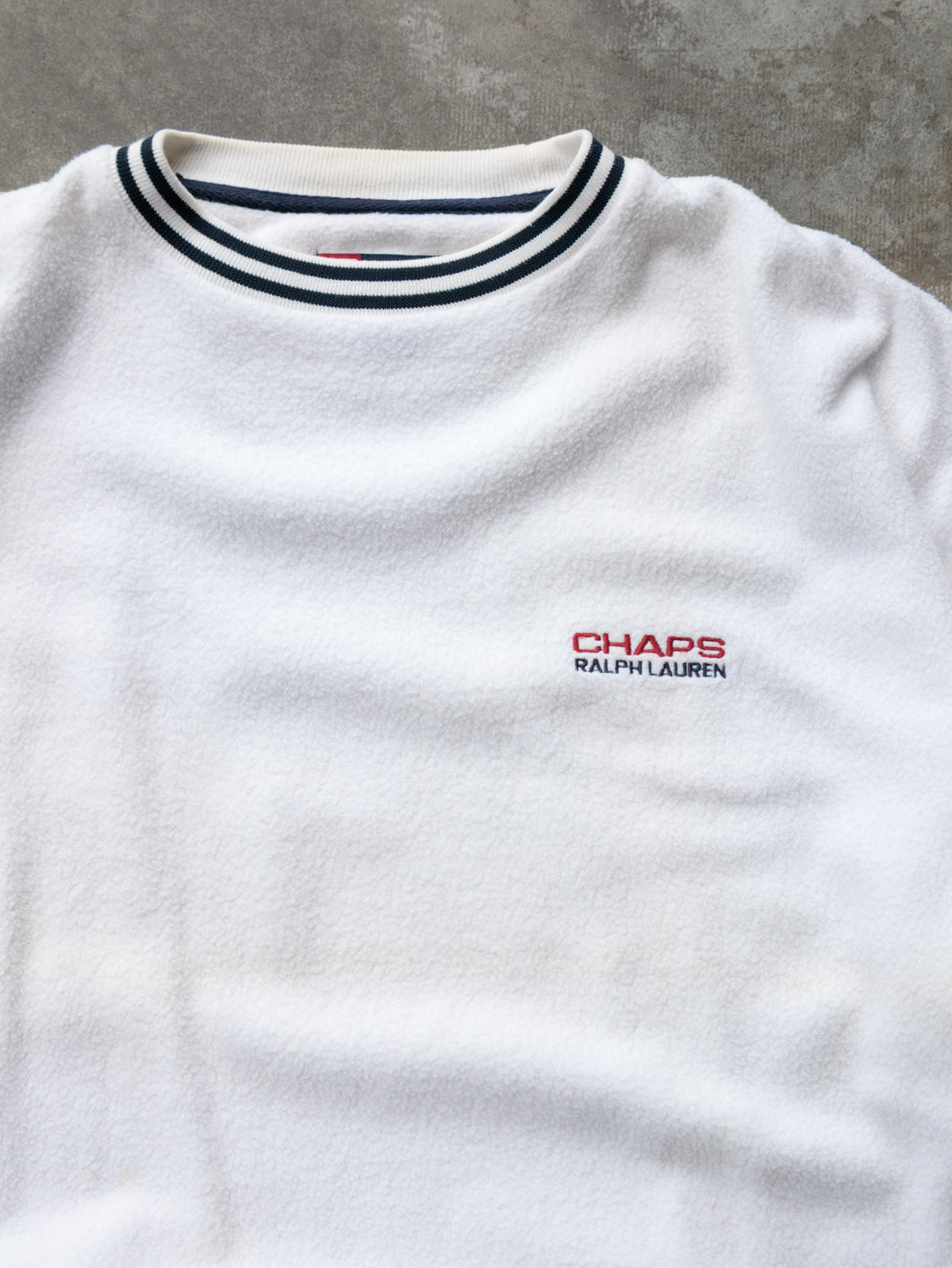 Vintage 90s White Chaps Ralph Lauren Fleece Sweatshirt (L)