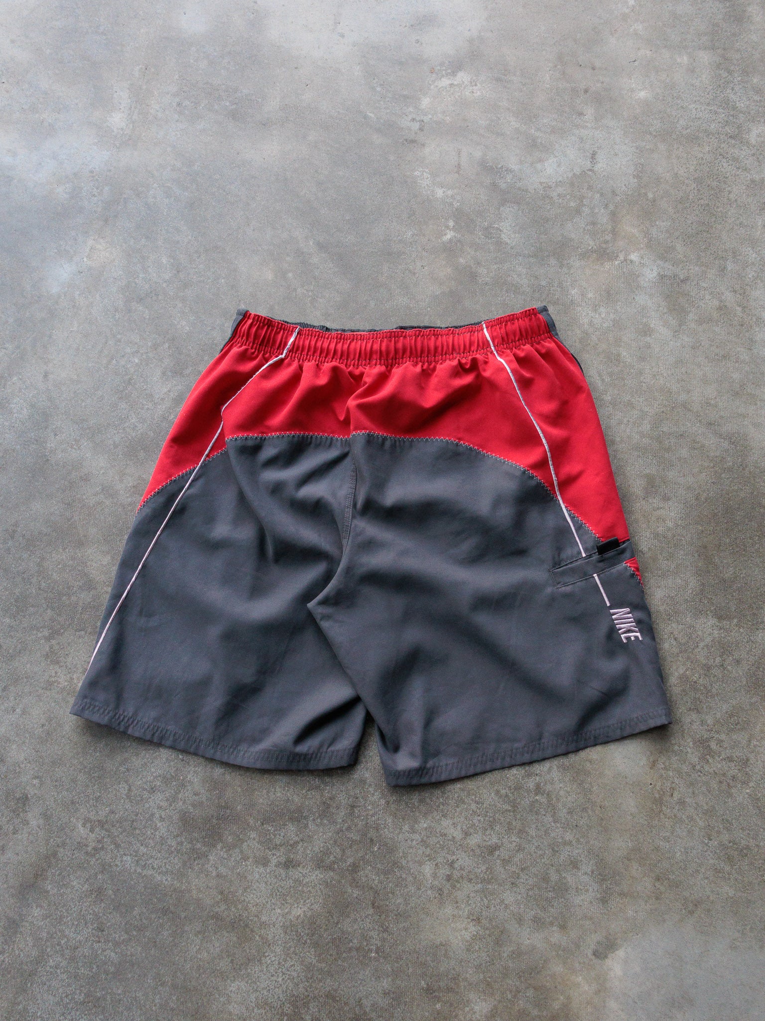 Vintage Grey & Red Nike Swim Shorts (S)