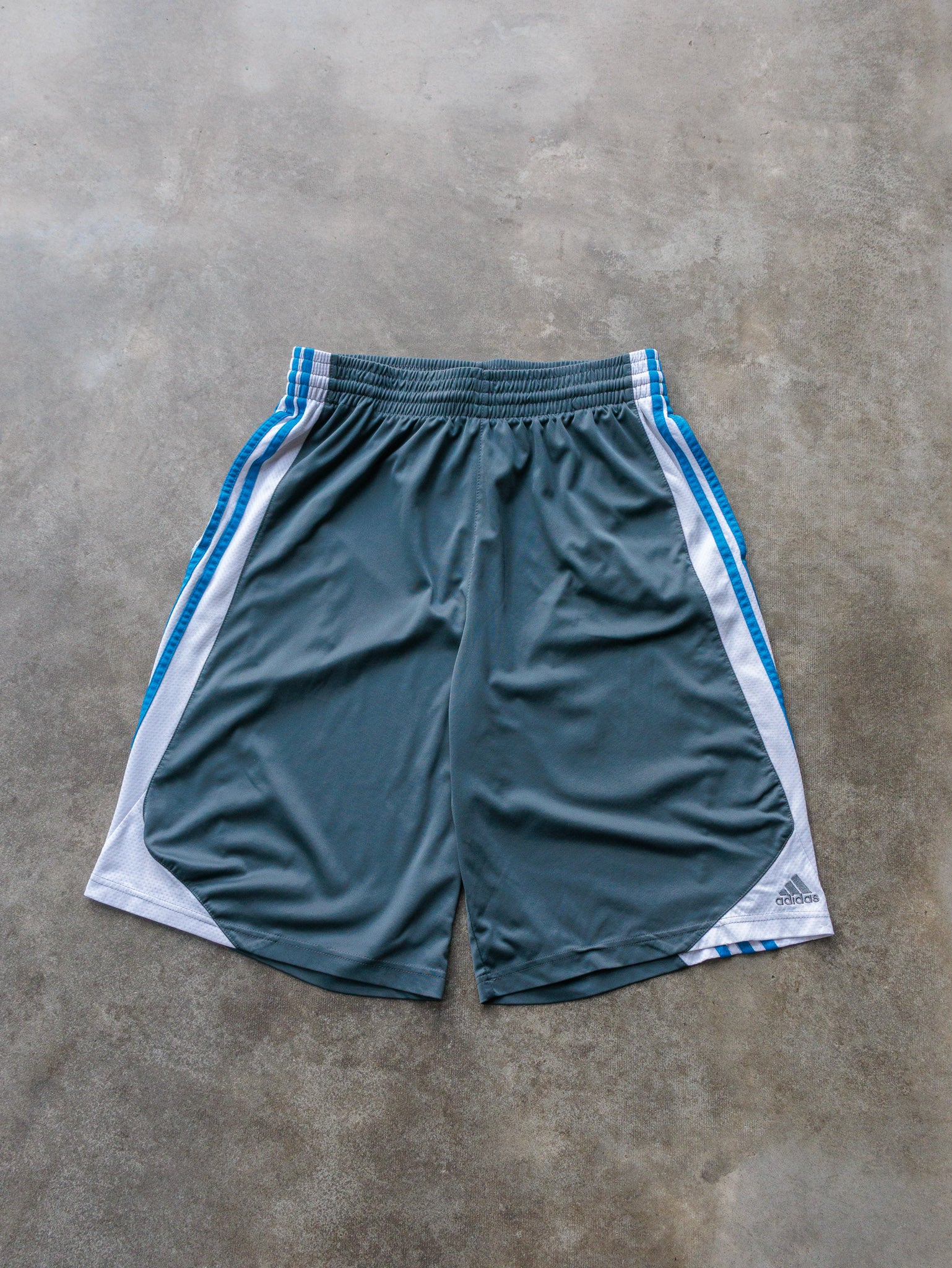 Vintage Grey & Blue Adidas Shorts (L)