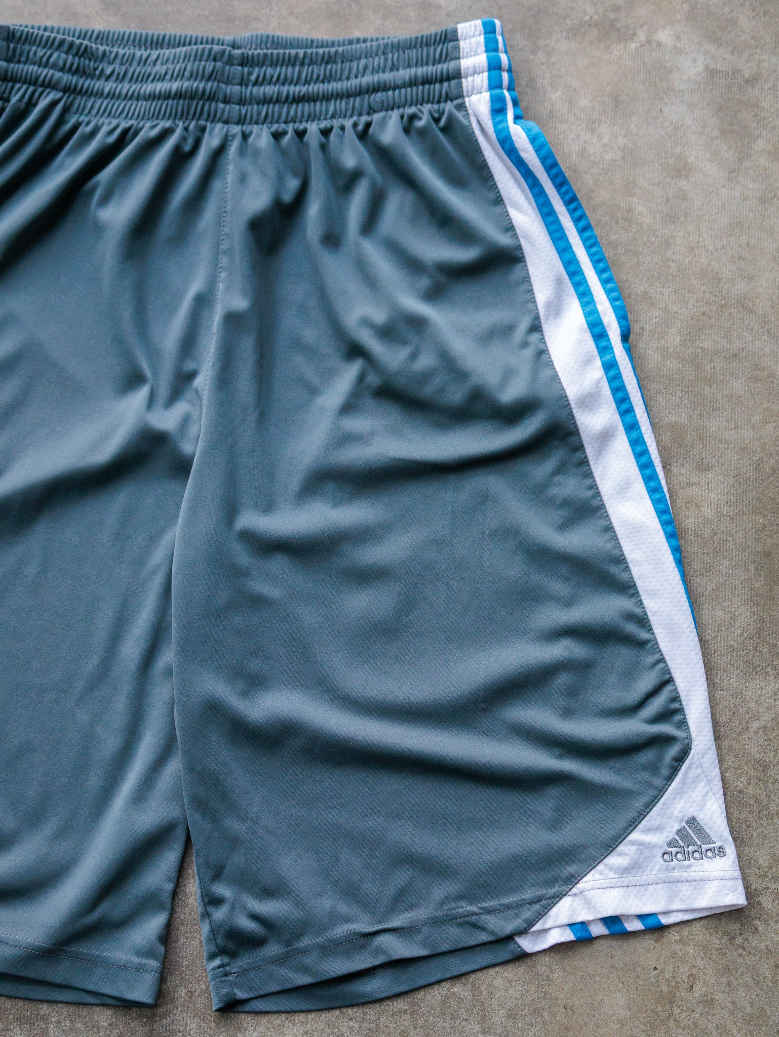 Vintage Grey & Blue Adidas Shorts (L)