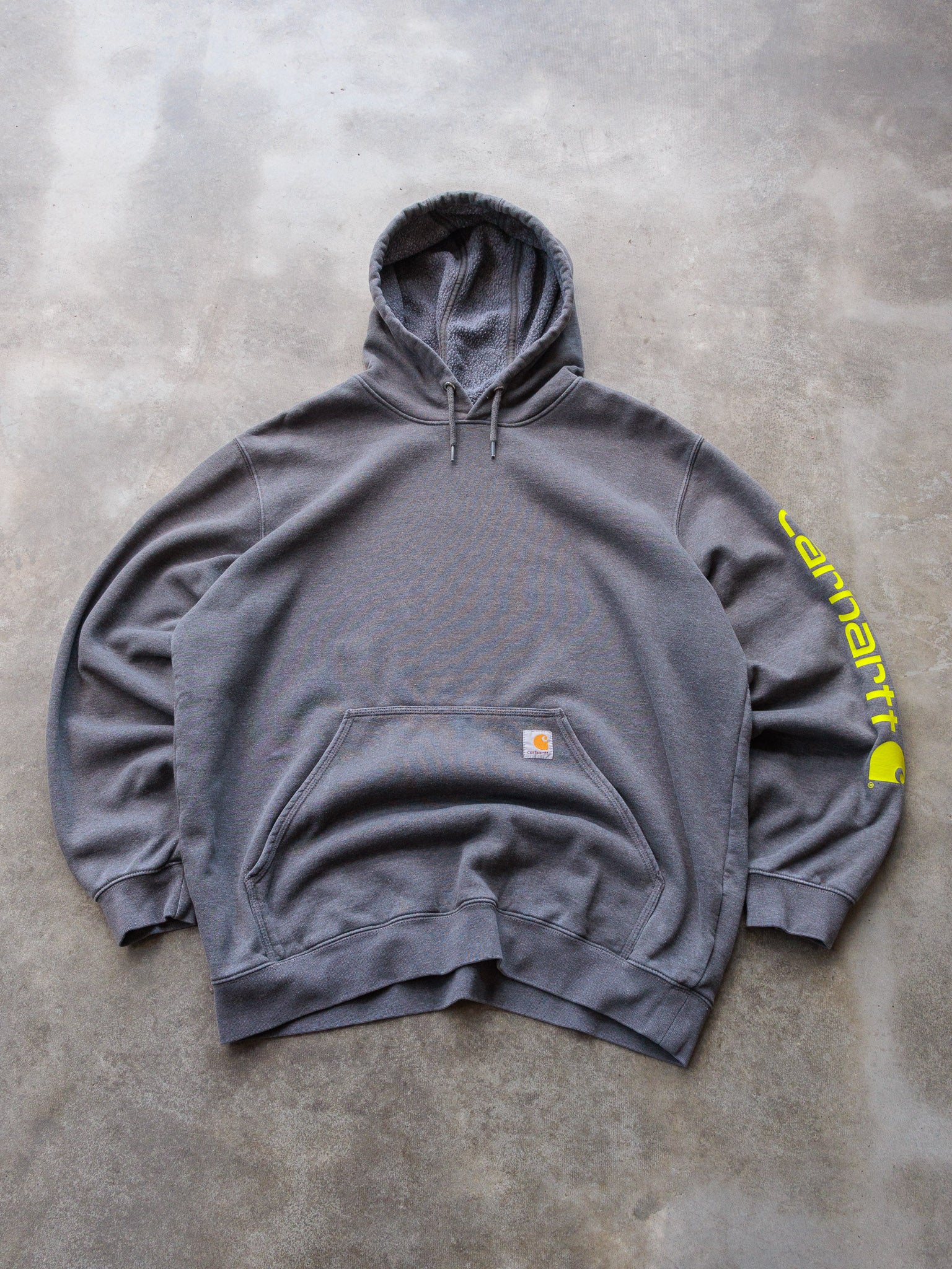 Vintage Grey Carhartt Sleeve Spell Out Hoodie (XL)