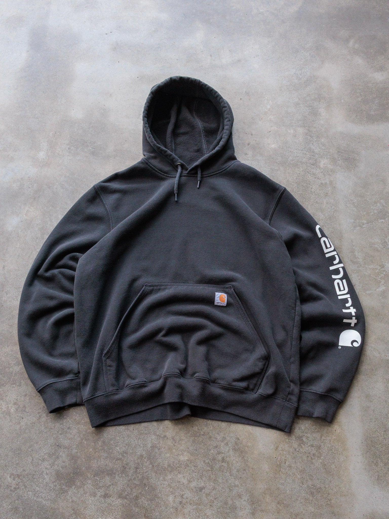 Vintage Black Carhartt Sleeve Spell Out Hoodie (L)