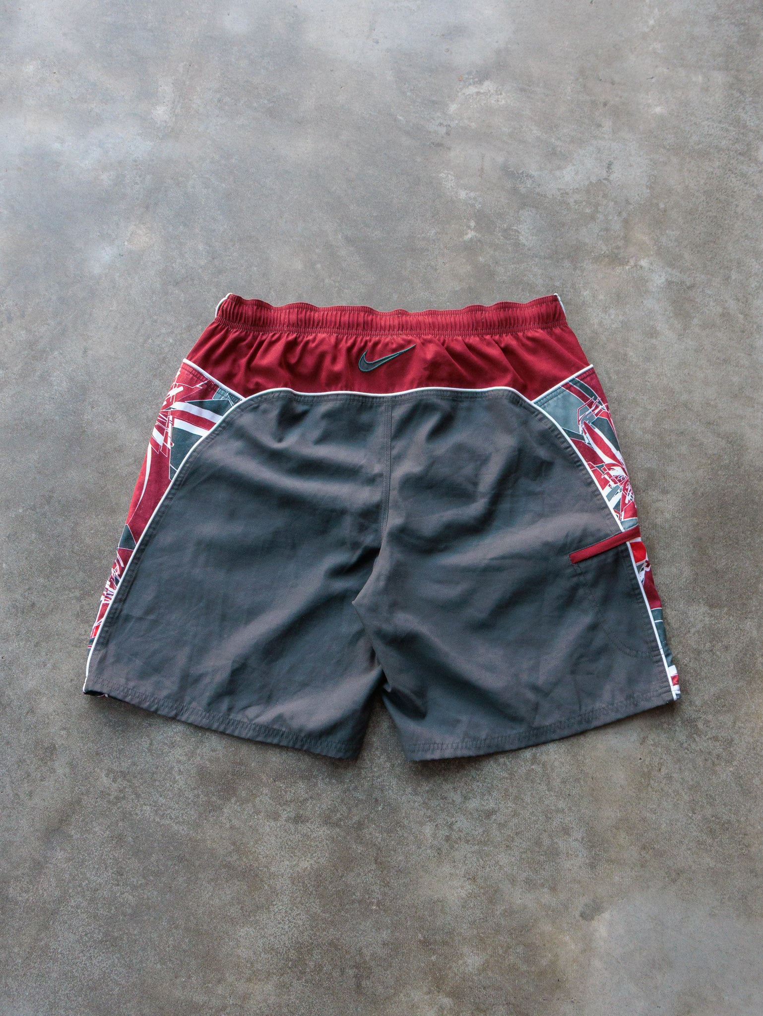 Vintage Grey & Red Nike Swim Shorts (L)