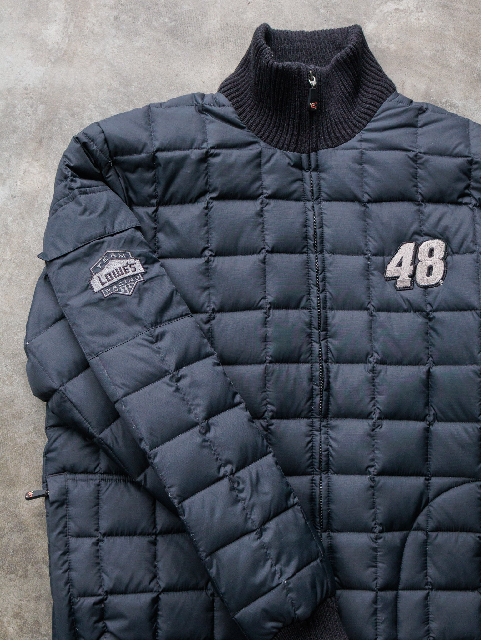 Vintage 00s Black Team Lowe's Racing Jimmie Johnson 48 Puffer Jacket (XL)