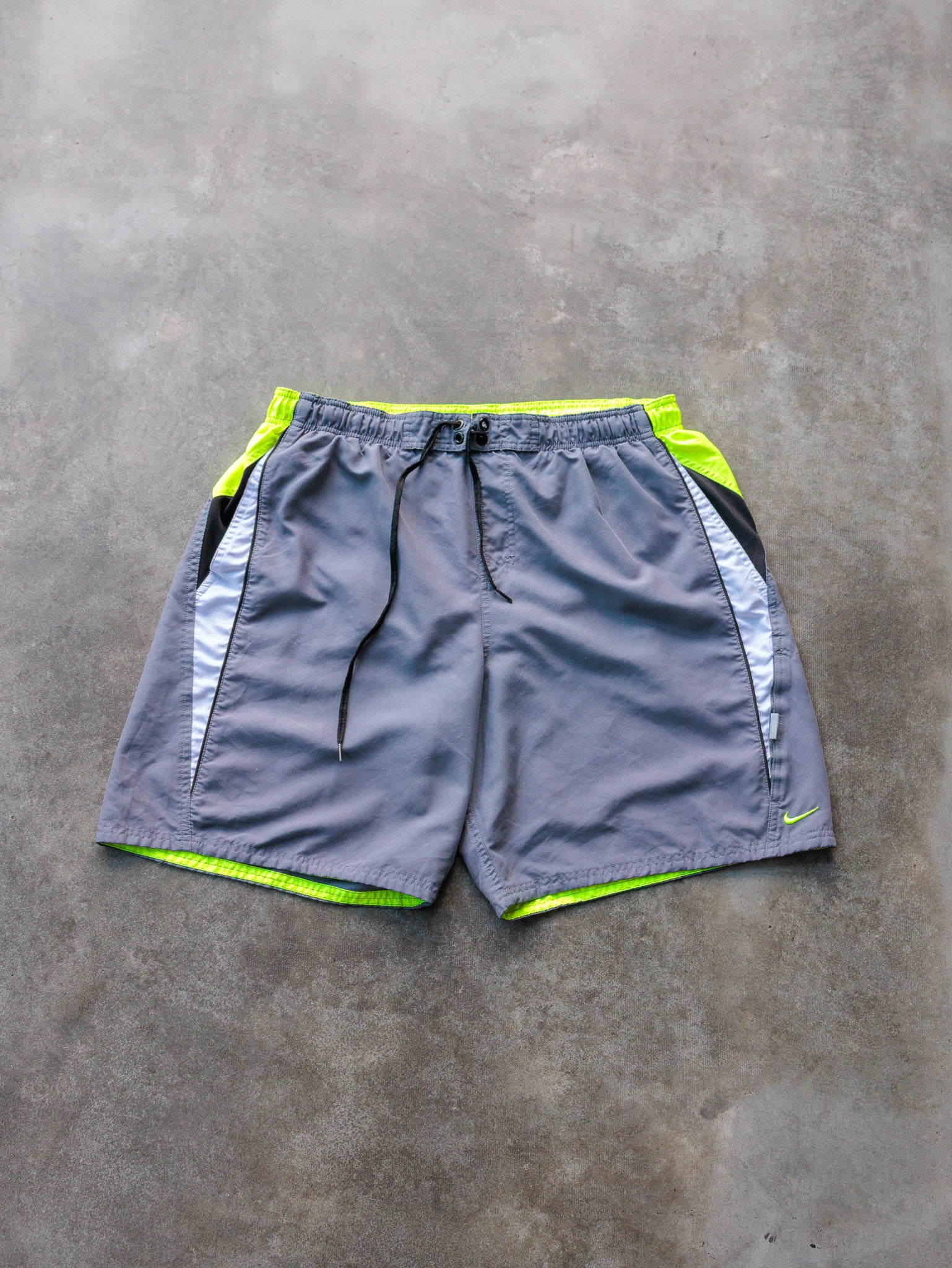 Vintage Grey & Neon Nike Swim Shorts (XL)