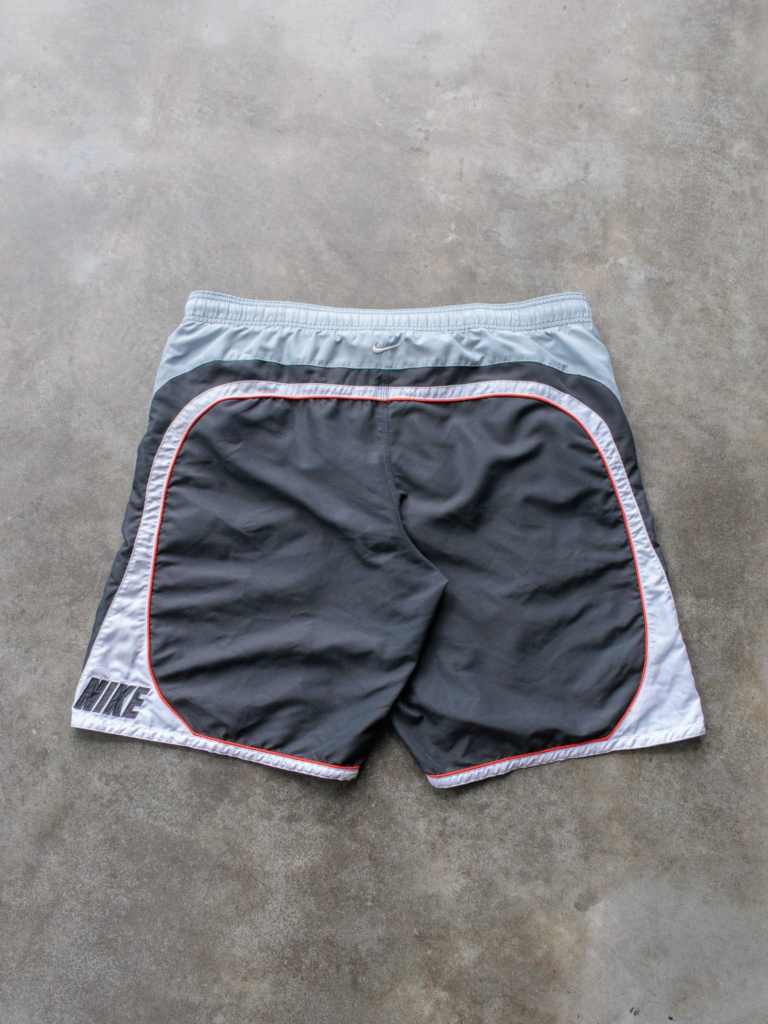 Vintage 00s Grey & Orange Nike Swim Shorts (XL)